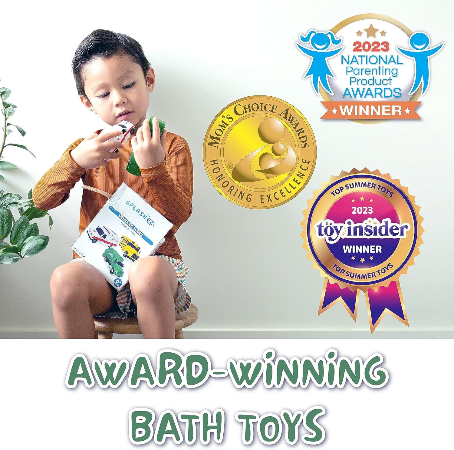 Mold Free Bath Toys for Babies & Toddlers, Car No Hole Bath Toys for Kids, Toddler Gift, No Mold Bathtub Water Vehicles Set for Kids, Pool, Bpa-Free, Safe, Fun, Infant Ages 1 3 6 12 18 Months