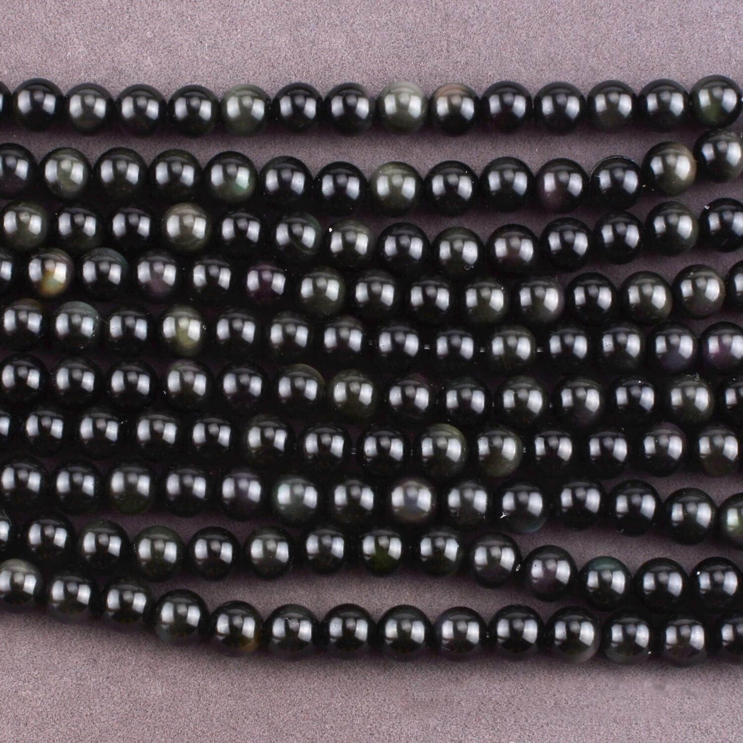 Rainbow Black Obsidian Semi Precious Stone round 6Mm Beads to Make Handmade Jewellery Sold by One Strand 15 Inch APX 60 Pcs