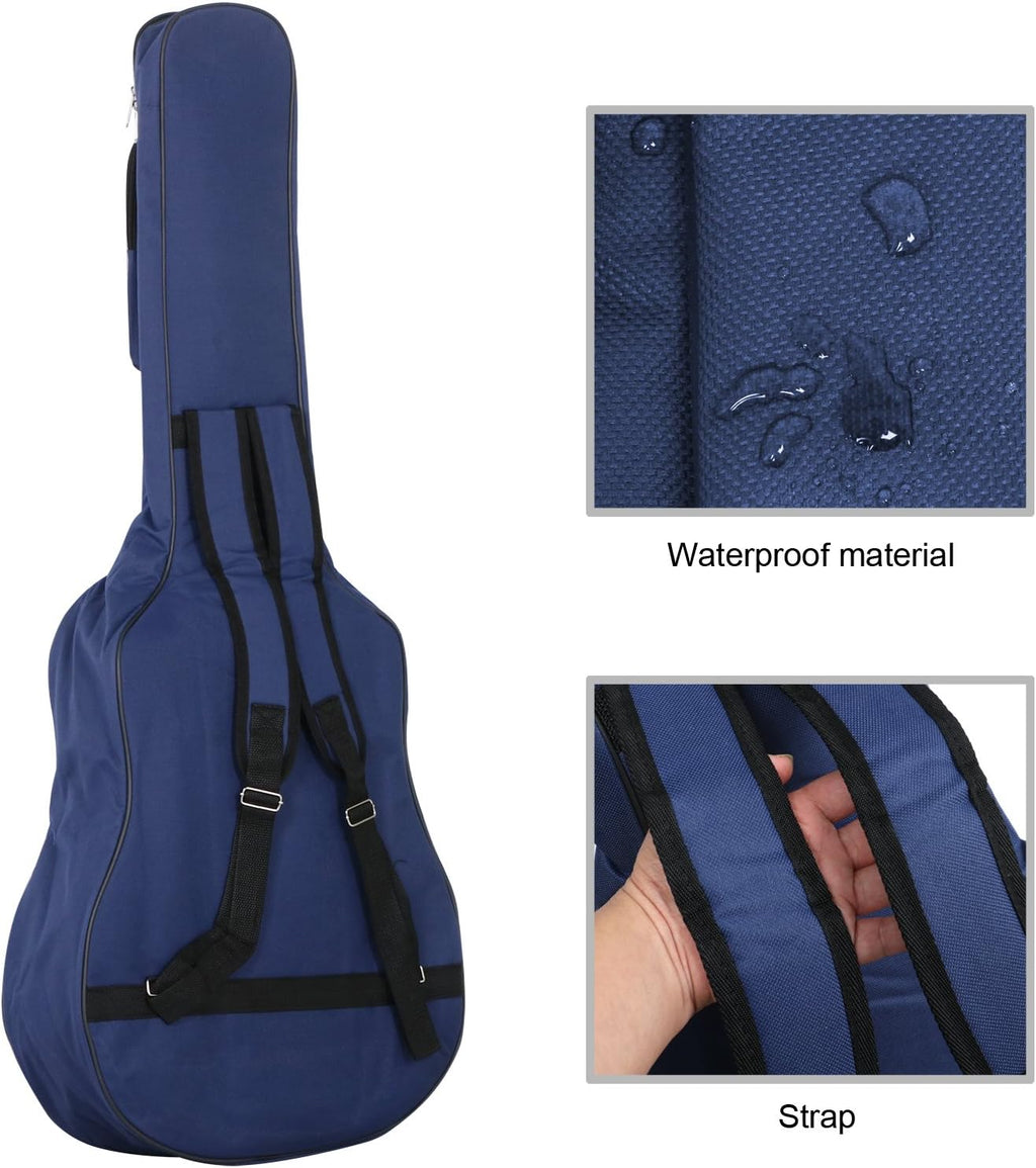 Guitar Bag with Shoulder Straps - Waterproof Padded Case - Bass, Acoustic & Classical Guitar Gig Bag - Perfect for Travelling