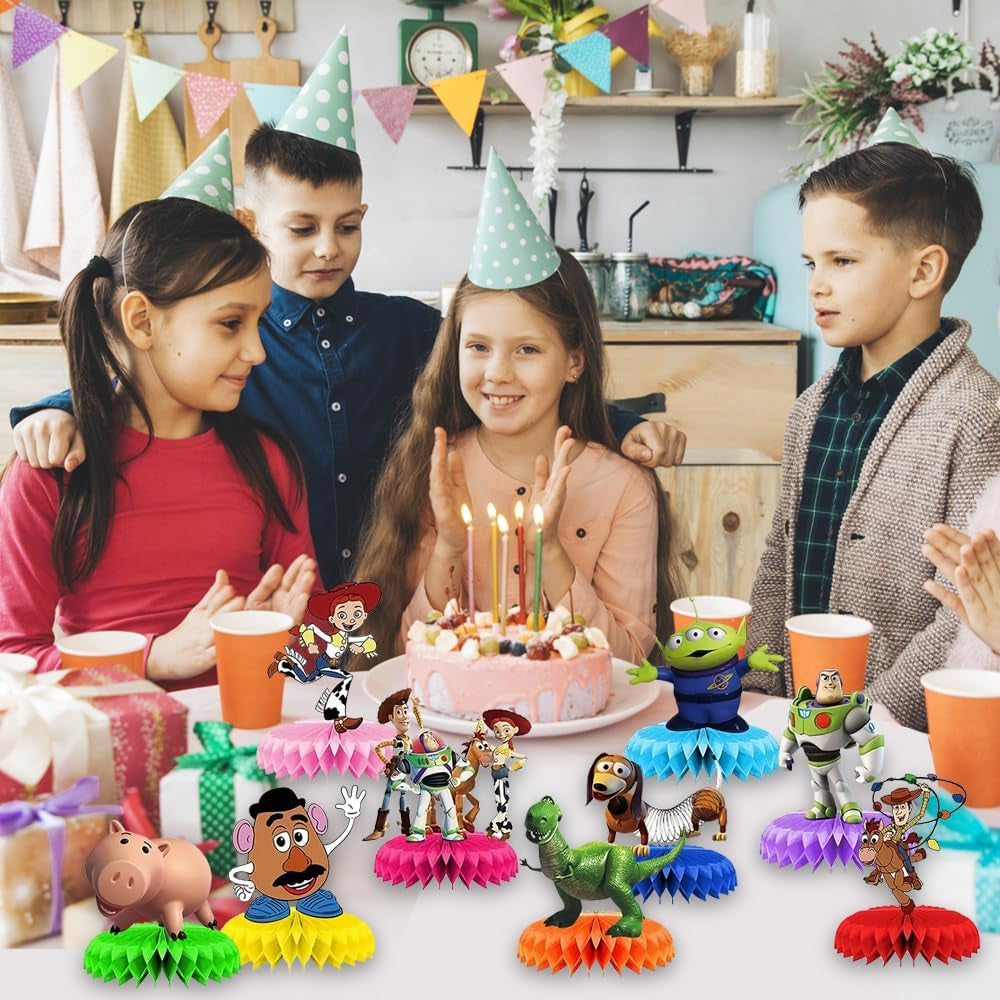 Centerpiece Table Decorations - 3D Honeycomb Party Favors - 9Pcs Set Story Toy Game Birthday Cake Decor for Boys and Girls - Ideal for Themed Parties, Special Occasions