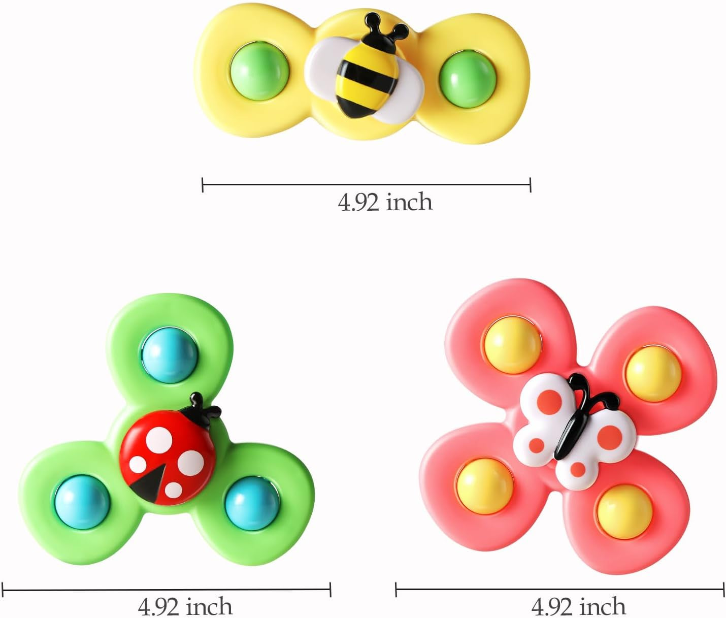 3PCS Suction Cup Rotating Toys for 1 Year Old Boy Girl|Rotating Top Baby Toys 12 18 Months|1 2 Year Old Boy Birthday Gift|Baby Bath Toy for Kids Ages 1-3|Sensory Toy for Toddlers 1-3