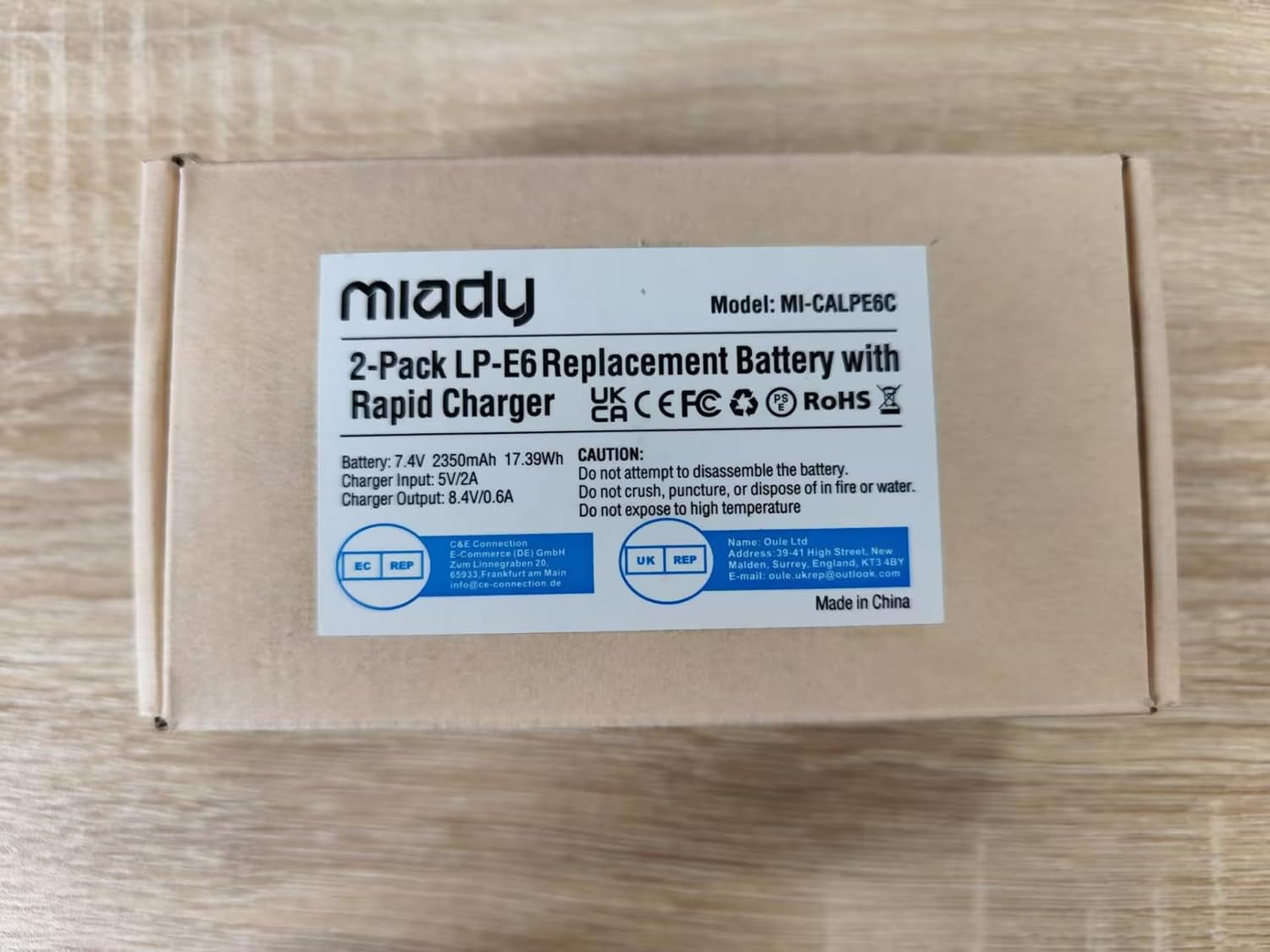2-Pack LP-E6/LP-E6N Battery and Dual LCD Battery Charger Set - Compatible with EOS 5D Mark II, 5D Mark IV, 6D, 7D, 60D, 70D, 80D, 2350Mah/7.4V