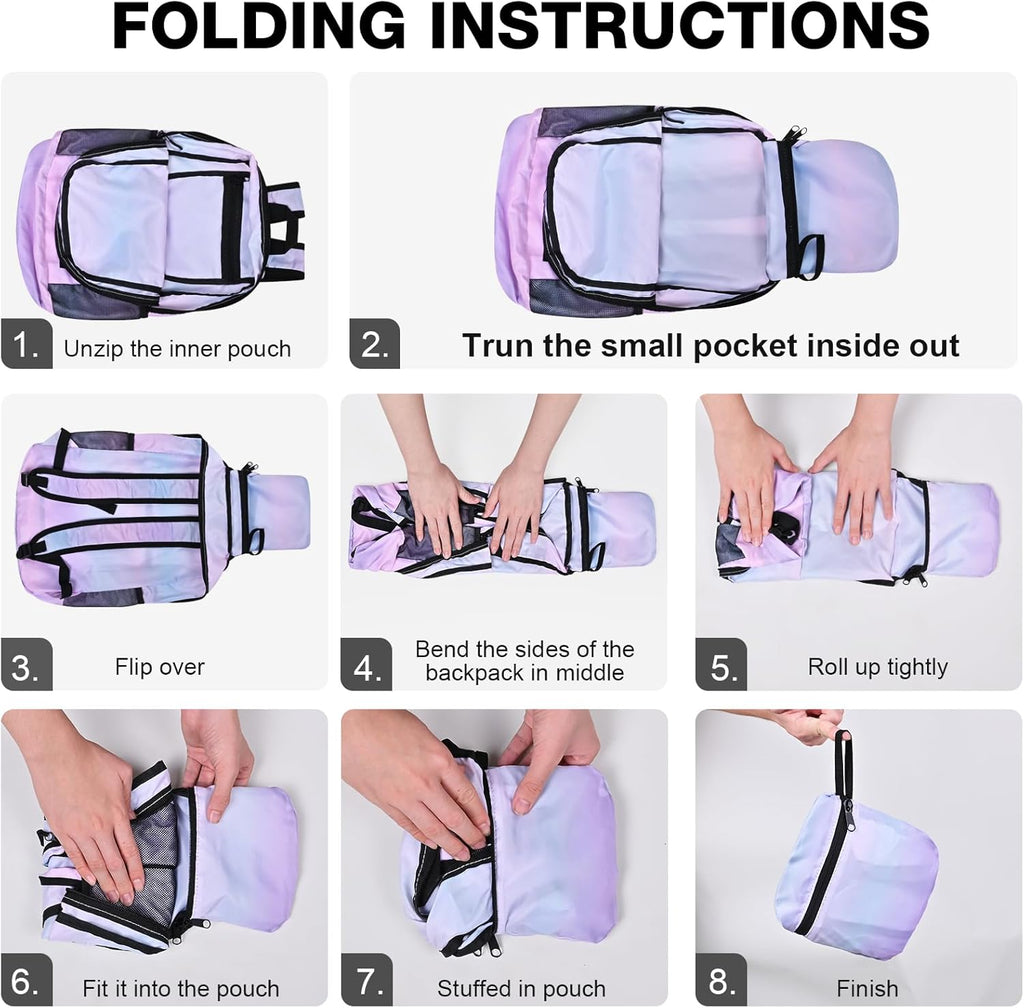 Ultra Lightweight Packable Backpack，Small Waterproof Foldable Daypack,Collapsible Traveling Hiking Backpack 20L,Compact Mini Backpack for Women,Portable High Strength Nylon Backpack(Pink)