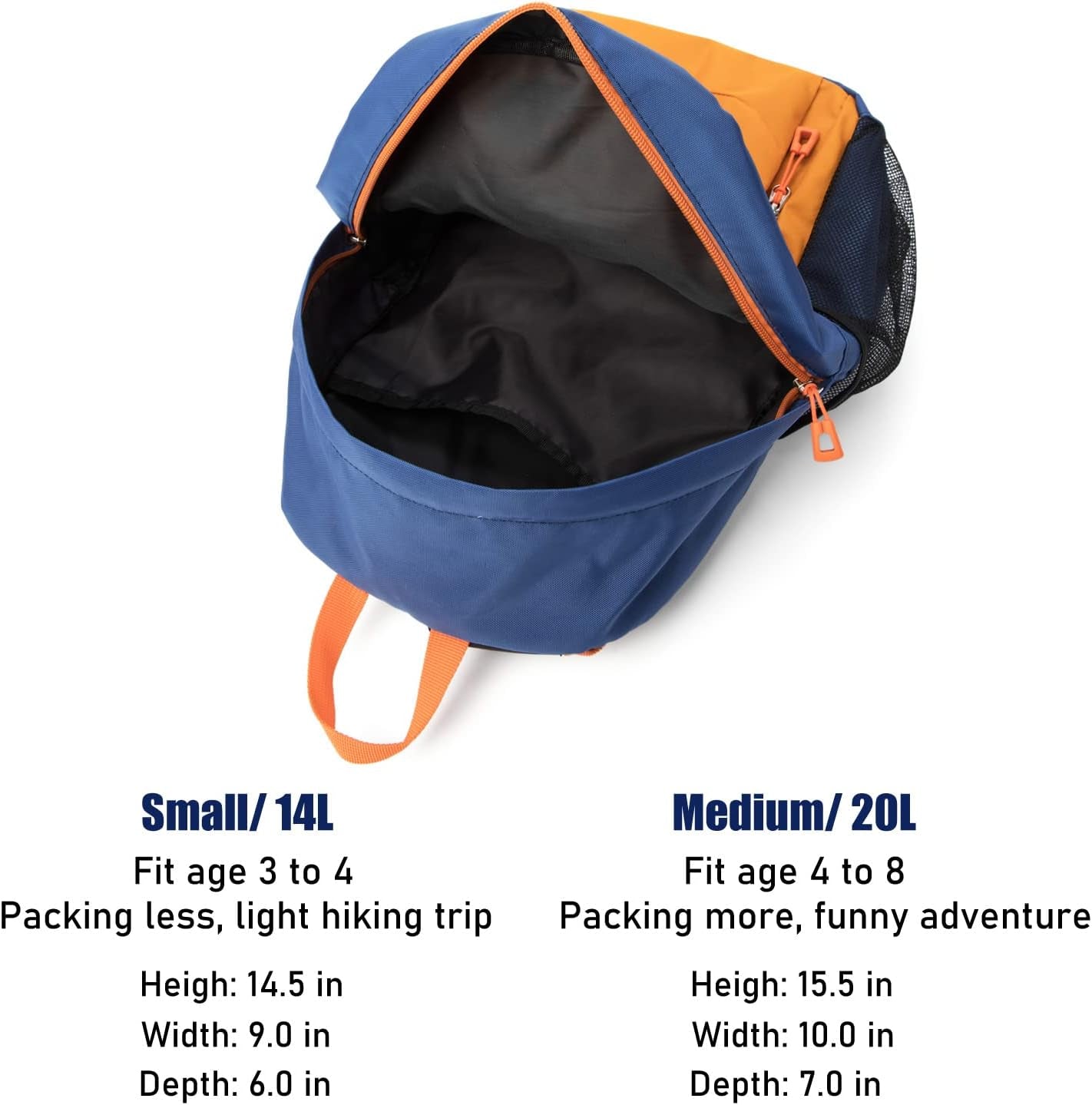 Little Kids Hiking Backpack, Toddler Backpack for Boys or Girls, Ideal for a Day Outdoor Adventures (Orange, Toddler - Small)