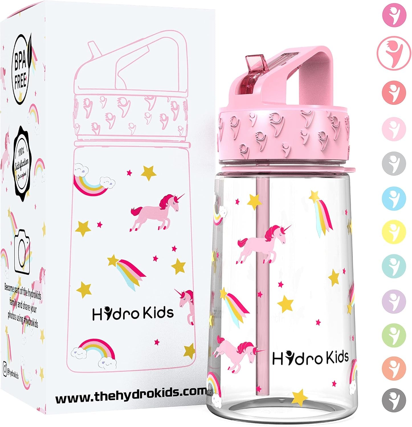 Water Bottle with Straw – 400Ml BPA Free Kids Water Bottles for School Travel Sports – Leakproof Childrens Drink Bottle for Girls Boys Childs…