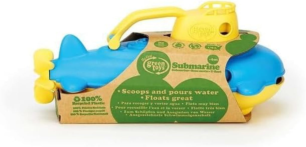 Submarine in Yellow & Blue - BPA Free, Phthalate Free, Bath Toy with Spinning Rear Propeller. Safe Toys for Toddlers, Babies