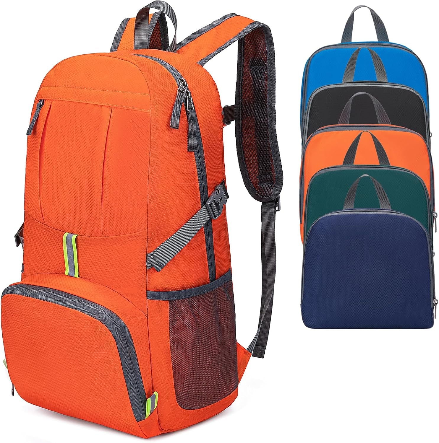 Hiking Backpack, 35L Camping Travel Backpack Packable Outdoor Sports Camping, Water Resistant Lightweight Travel Daypack for Men Women, Orange