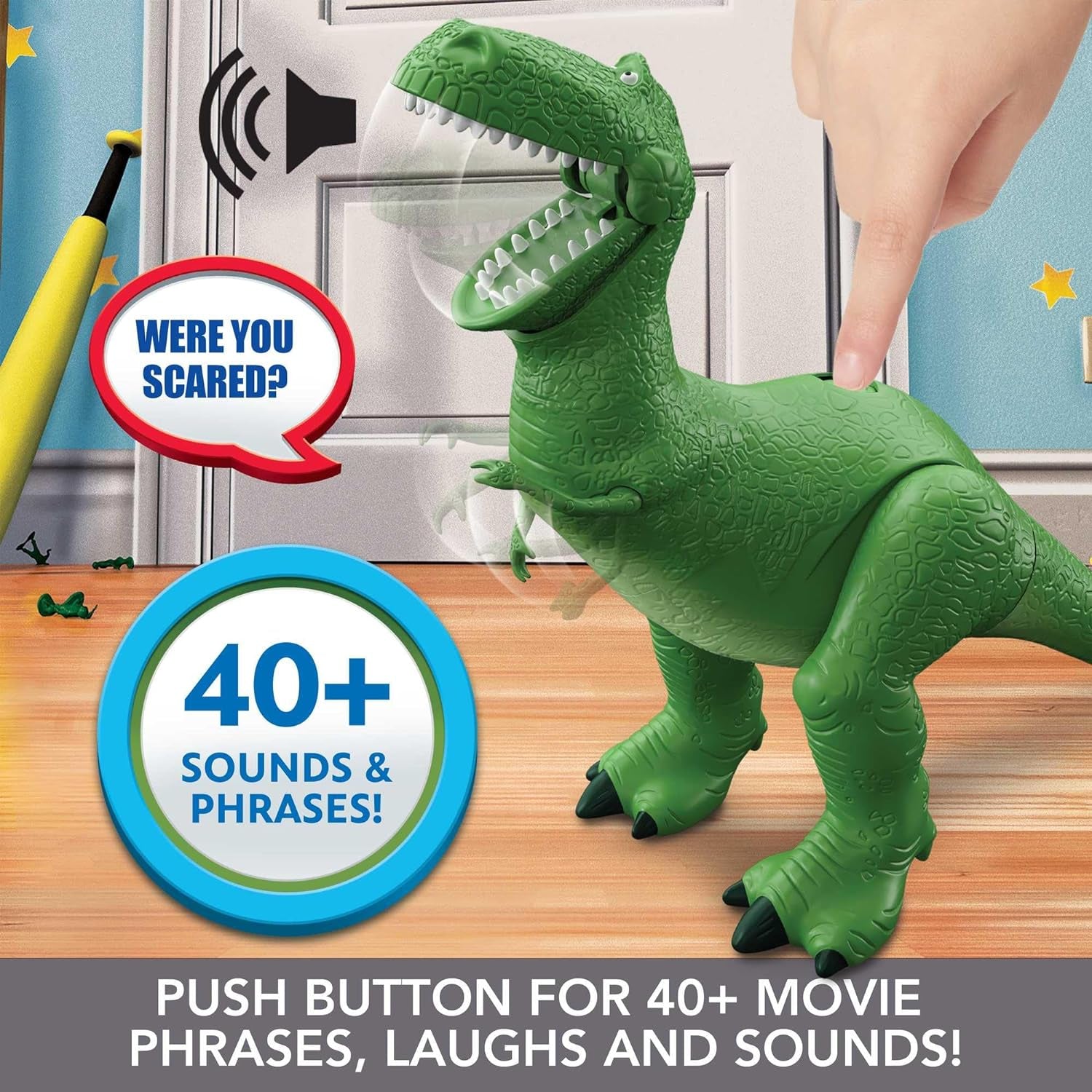 Disney and Pixar Toy Story Talking Dinosaur Action Figure with Movng Arms, Roarin’ Laughs Rex Dino Toy, 10.8-Inch T Rex with 40+ Sounds & Phrases