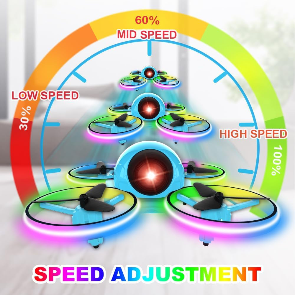 Mini Drone for Kids, 4.9 Inch Small Flying Toys Drones with LED Light One Key Take off Spin Flips RC Mini Drones Nano Quadcopter Long Flight Time Drones for Beginners and Adults, Blue