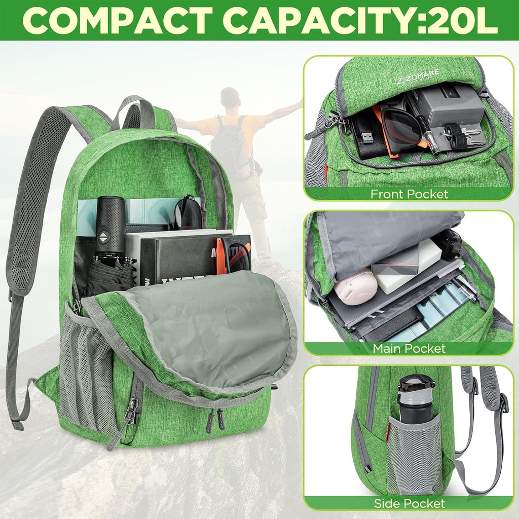 20L Lightweight Packable Hiking Backpack - Small Travel Hiking Daypack - Tear Resistant Foldable Day Pack for Camping