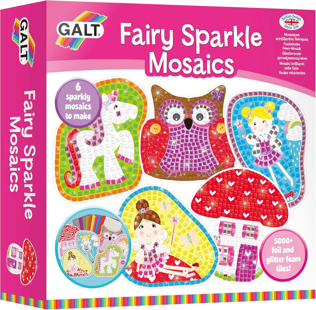 Fairy Sparkle Mosaics -Childrens Glitter Mosaic Set,Arts and Crafts Kit for Kids,Colourful Design Tile by Number Pictures and 5000Plus Self-Adhesive Glitter and Foil Foam Tiles -Ages 5 Years Plus