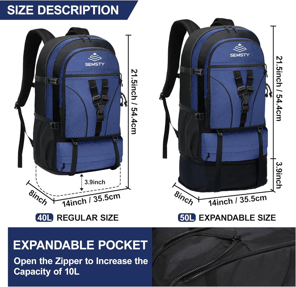 Hiking Backpack, 30L/40L/50L Expandable Hiking Backpack for Men and Women, Travel Backpack Flight Approved