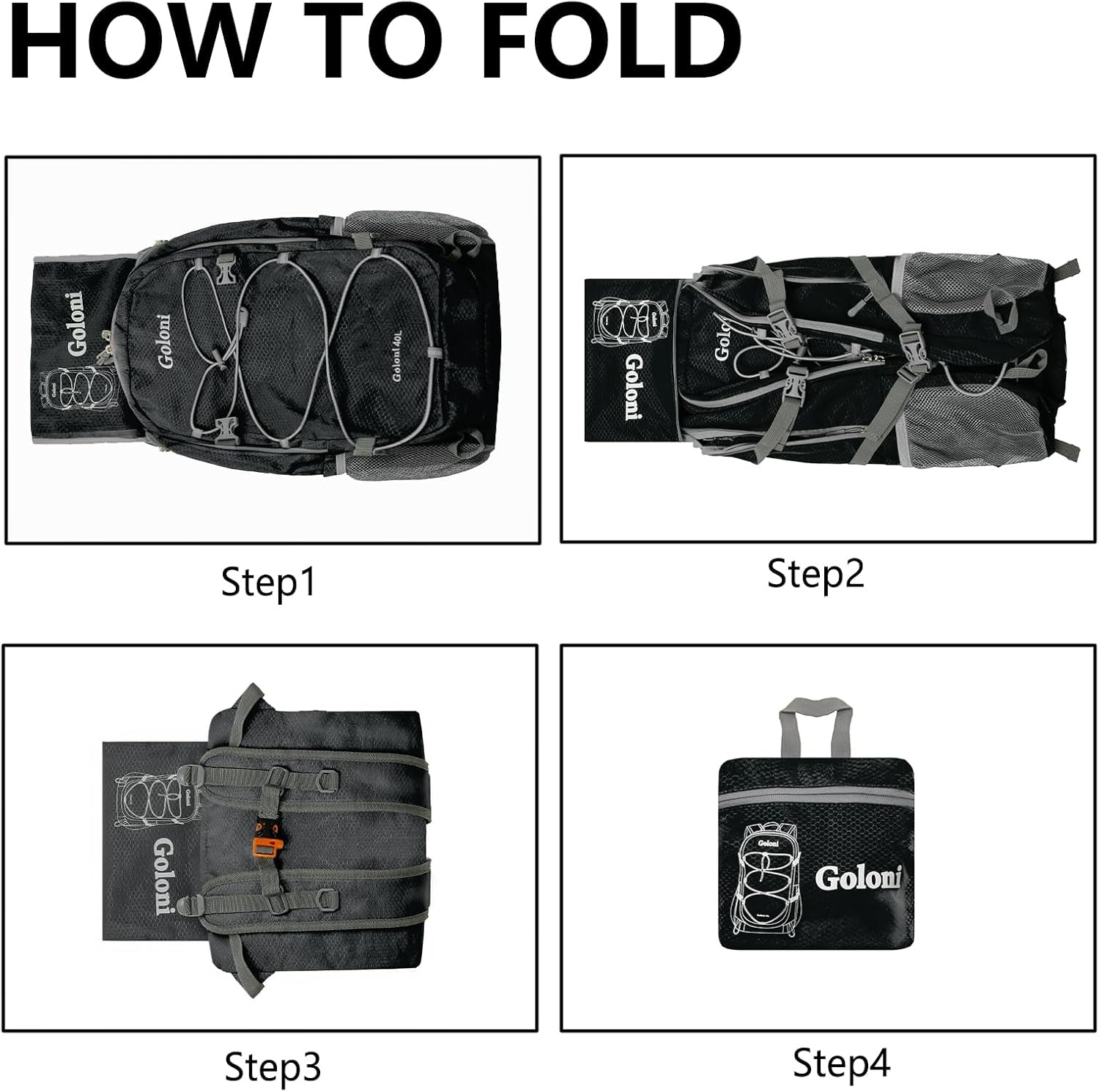 Ultra Lightweight Packable Backpack 40L - Foldable Hiking Backpack Water Resistant Small Foldable Daypack for Travel,Black