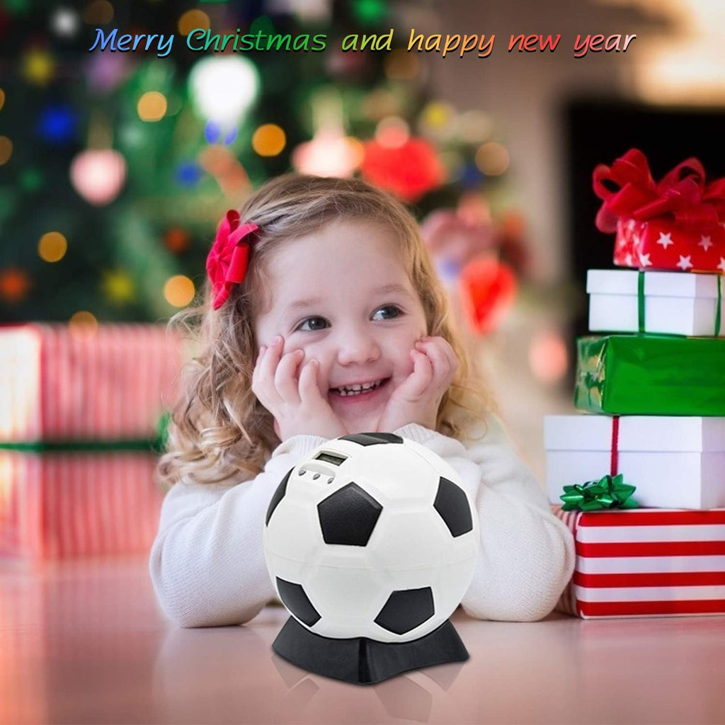 Digital Counting Box with Counter Football Piggy Bank Large for Children Early Education Box Large with Automatic LCD Display Balck White
