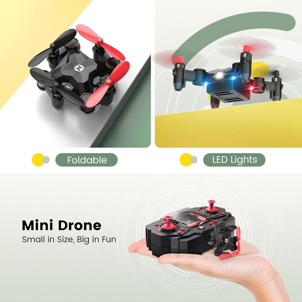 HS190 Foldable Mini Nano RC Drone for Kids Gift Portable Pocket Quadcopter with Altitude Hold 3D Flips and Headless Mode Easy to Fly for Beginners