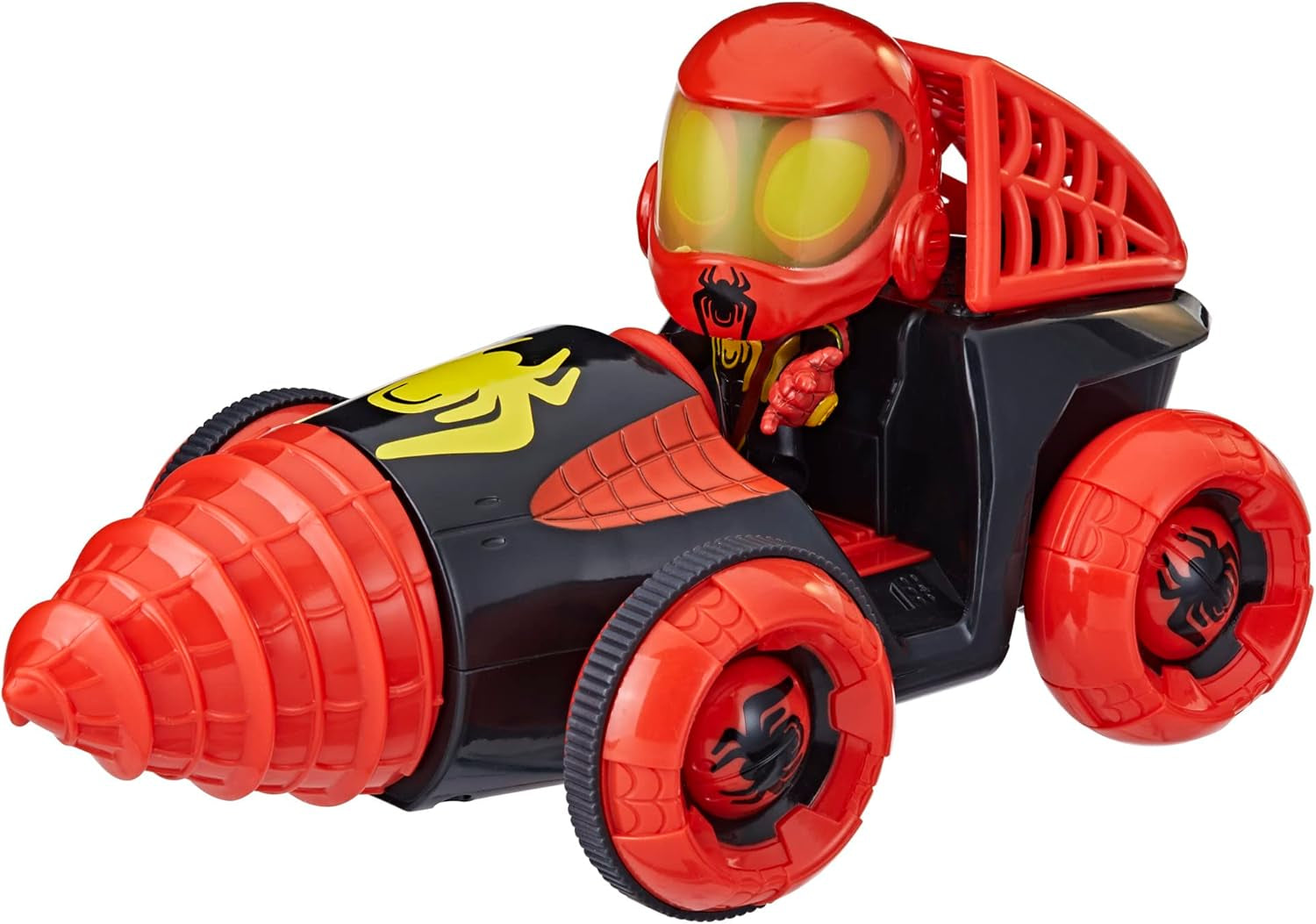 Marvel  Web-Spinners Miles with Drill Spinner, Car Playset with Vehicle, 4-Inch Scale Action Figure and Accessory, Toy Cars for Kids 3 and Up
