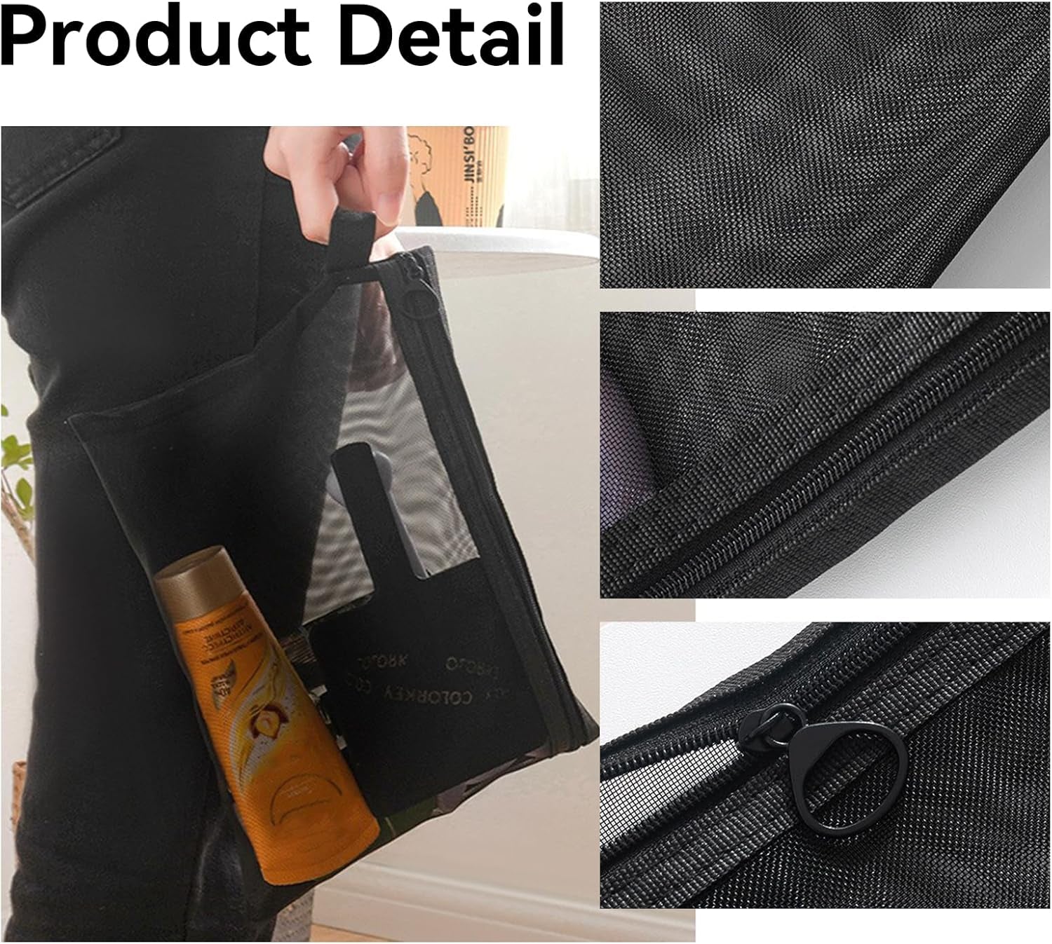 4-Piece Black Portable Makeup Bag Set - Small Cosmetic Bags with Zipper, Clear Mesh See-Through Travel Pouches for Cosmetics & Toiletries (19 X 14Cm)