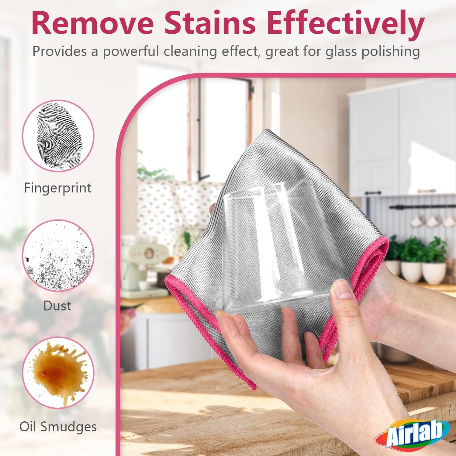 6X Double-Sided Glass Cloth, Window Cleaning Cloths Streak Free, Thickened Magic Cleaning Cloth for Home All Purpose, Lint Free Polishing Cloth for Mirrors, Stainless Steel and Glass Cabinets