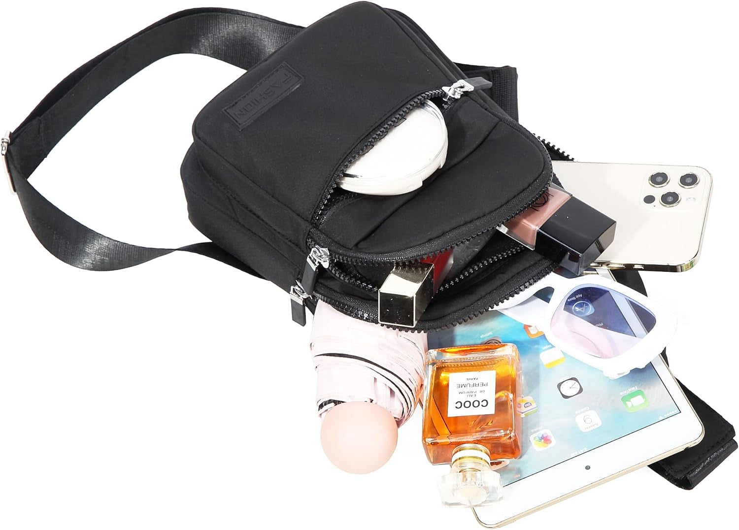 Small Sling Backpack Crossbody Sling Bag Fanny Pack Cross Body Bag for Outdoors Hiking Traveling - Black