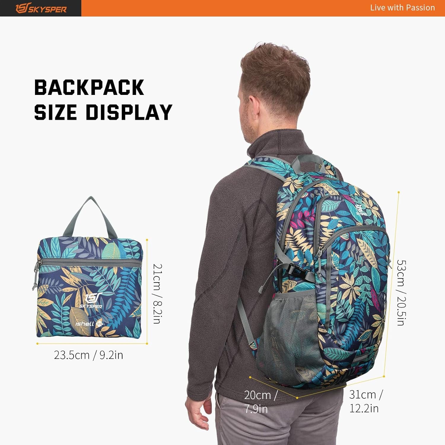 Packable Hiking Backpack 35L Lightweight Travel Daypack Waterproof Hiking Daypack for Women Men