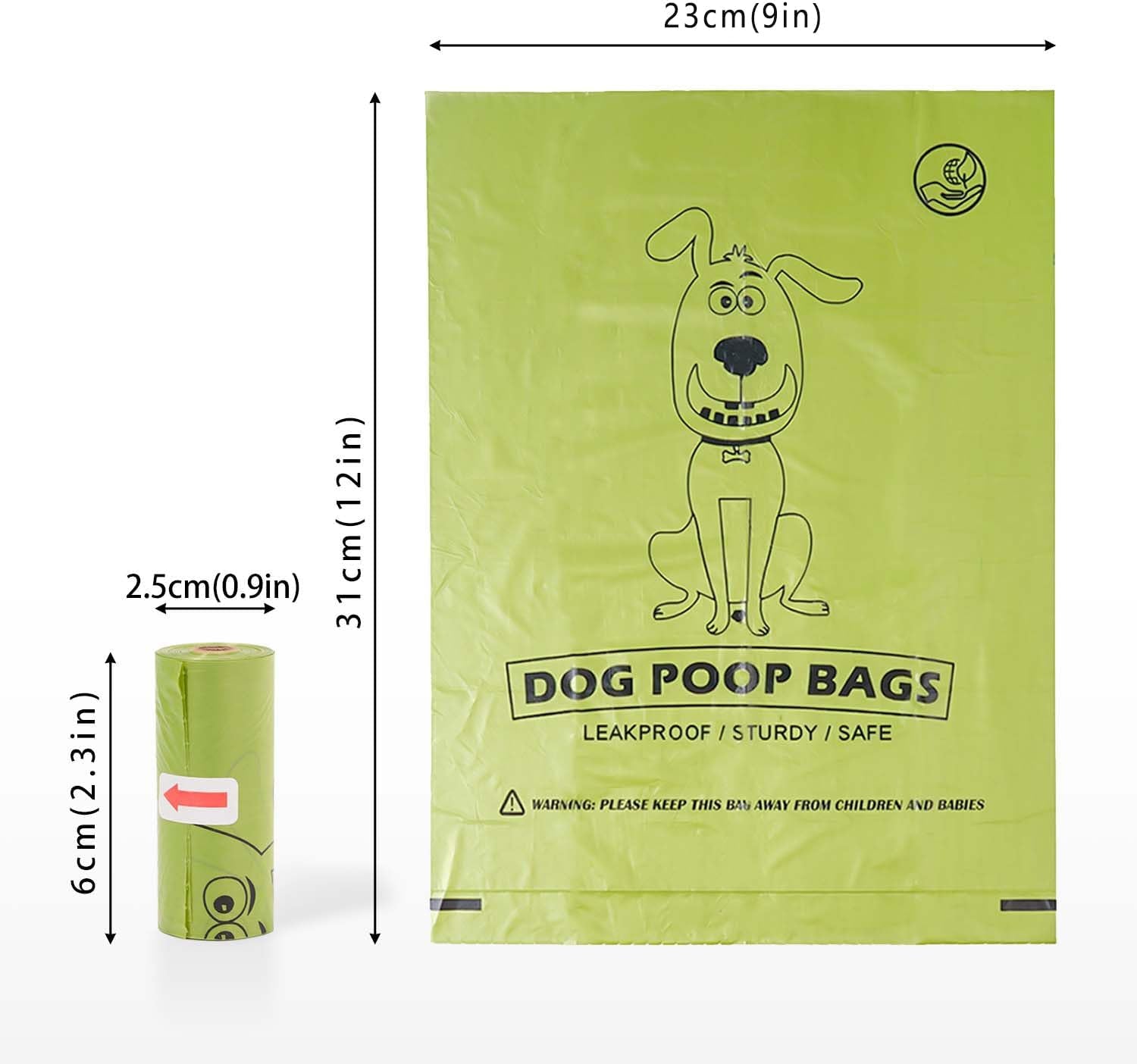 Aitodos® 600Pcs Poo Bags Dogs, Sturdy and Leak Proof, Easy to Carry, Mixed PET, Polyethylene(Pet) + Corn Starch-Dog Poop Bag Rolls- 12.5 * 9 Inches, Green (40 Rolls of 15 Counts)