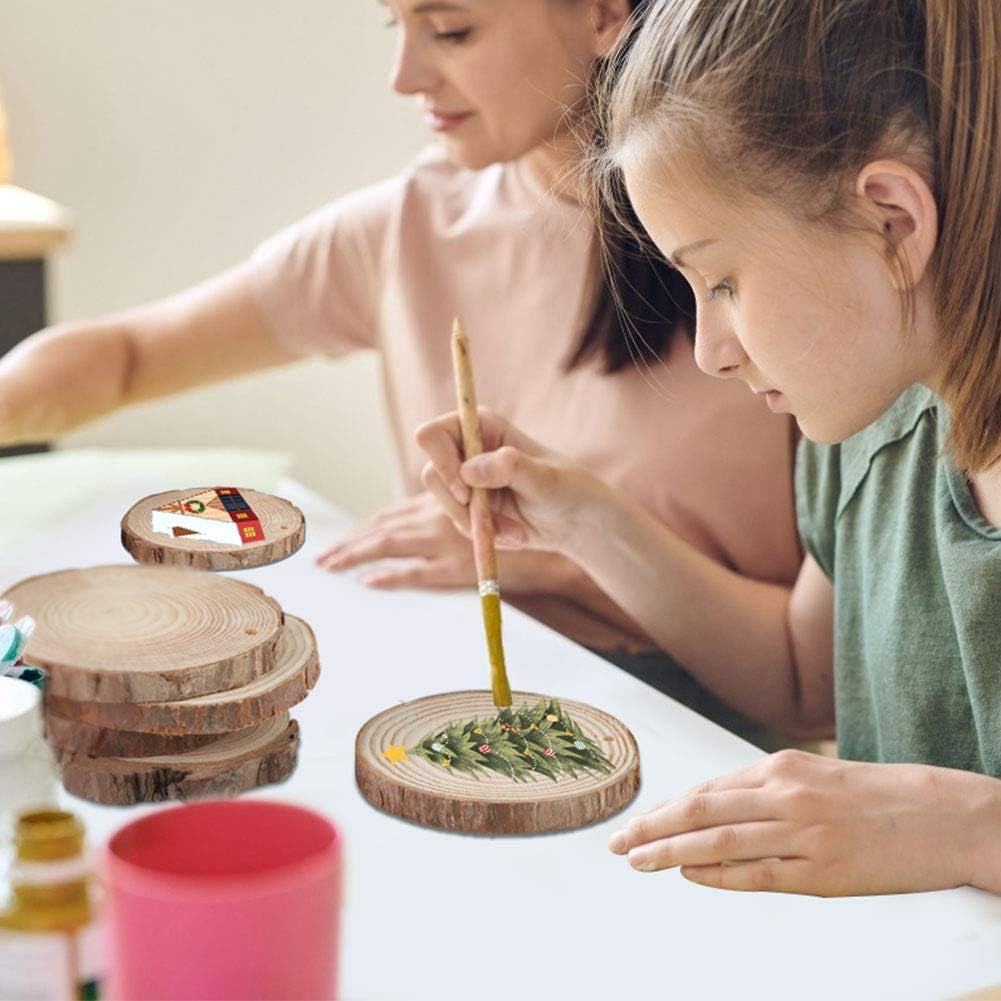 Wood Slices, 36 Pcs 7-8 Cm Natural Unfinished Wooden Circles Wooden Rounds for Art Creation DIY Crafts Wedding Decorations Christmas Ornaments