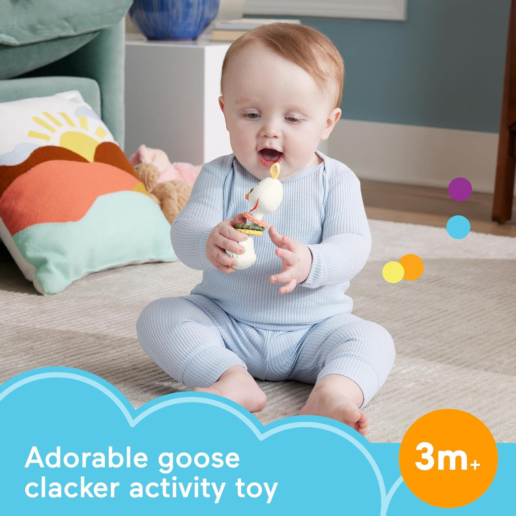 Newborn Toy Clack & Quack Goose, Animal Themed Baby Rattle for Developmental Play Infants Ages 3+ Months