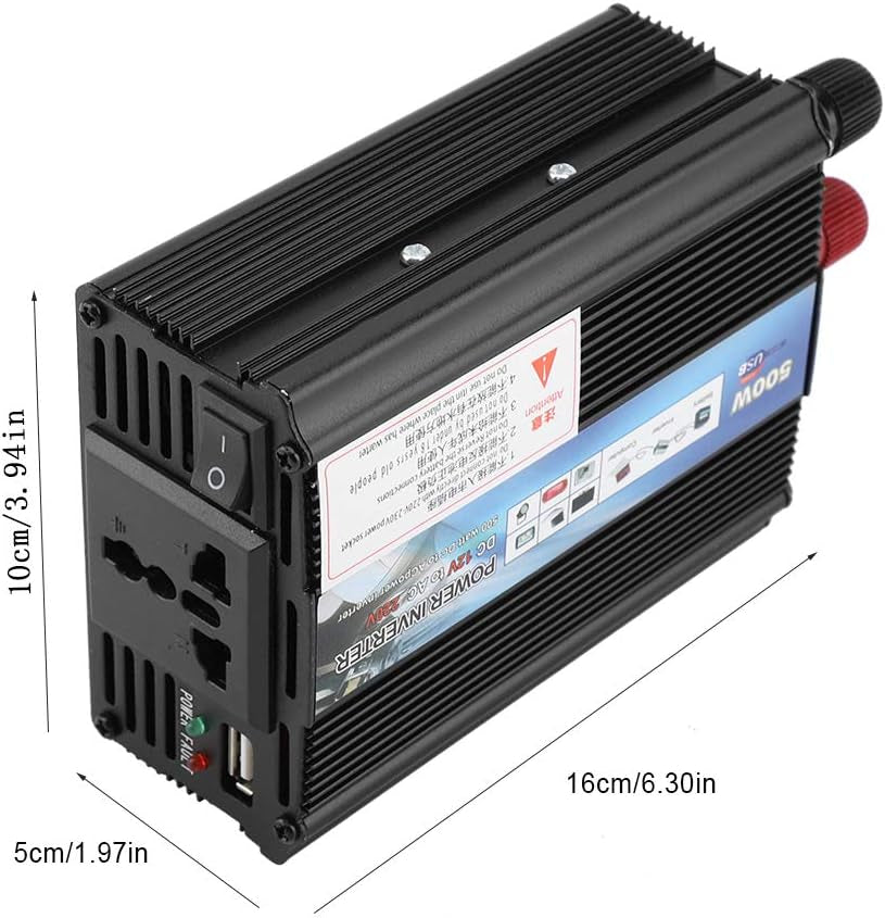 Solar Inverter, Inverter 12 V Converter 220V 500W Power Inverter with Solar Panel for Household Camping Outdoors Vacations Road Trips Remote Job Sites and Even Charging Household Items