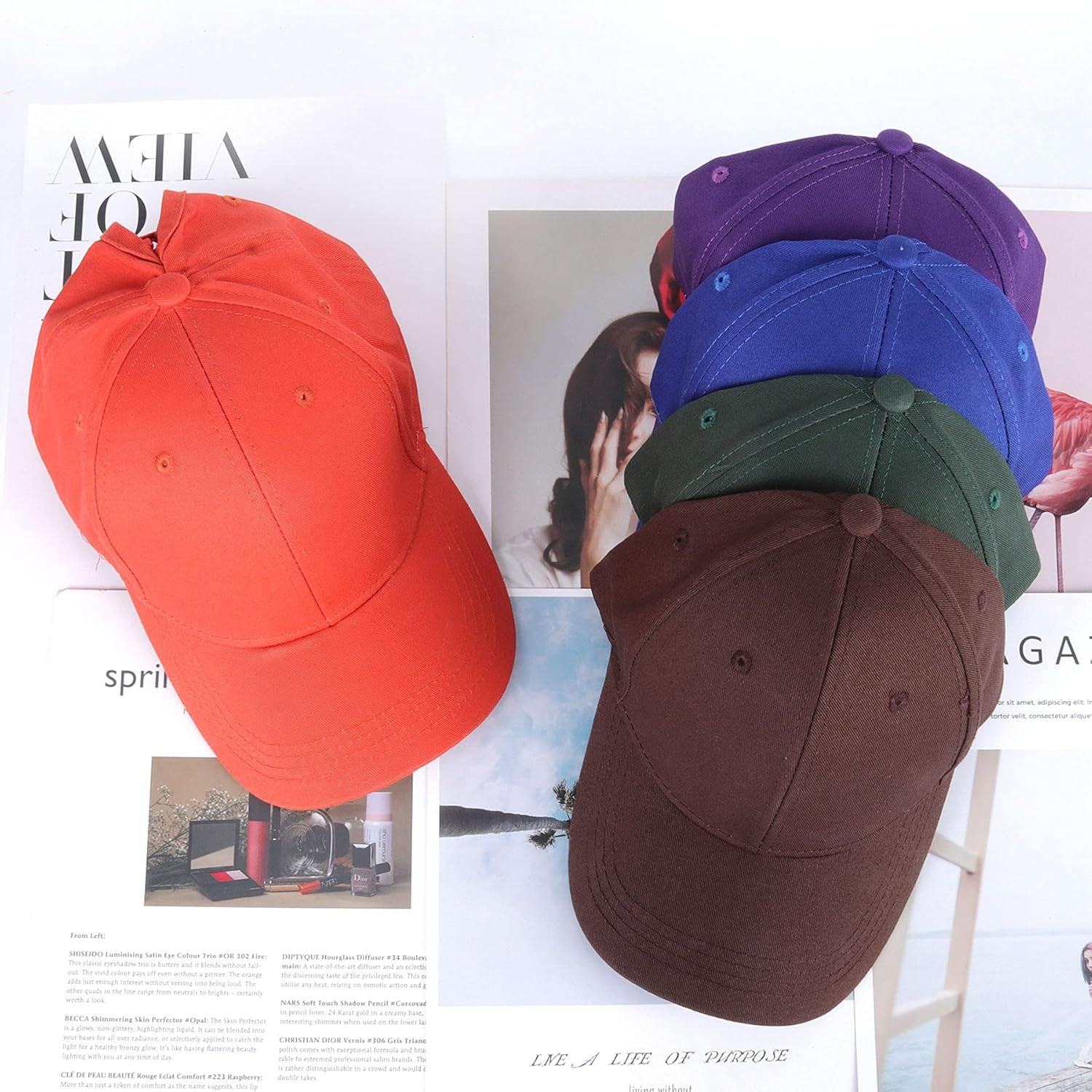 Ponytail Baseball Caps for Women - High Pony Caps, Cotton Plain Color Adjustable Classic Sports Casual Ponytail Baseball High Bun Ponycaps for Womens