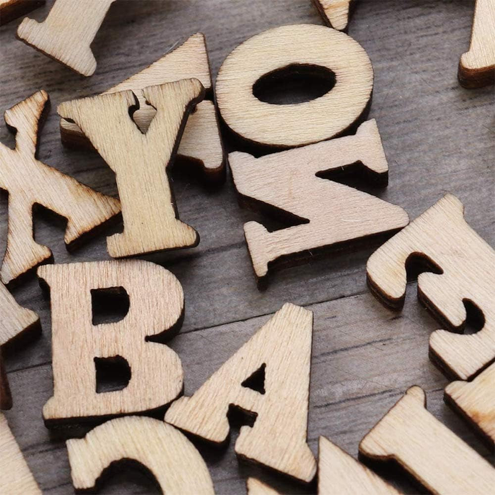 100Pcs Small Mini Wooden Letters for DIY Craft Letters A-Z Home Decor Kids Early Educational Learning Toys Games