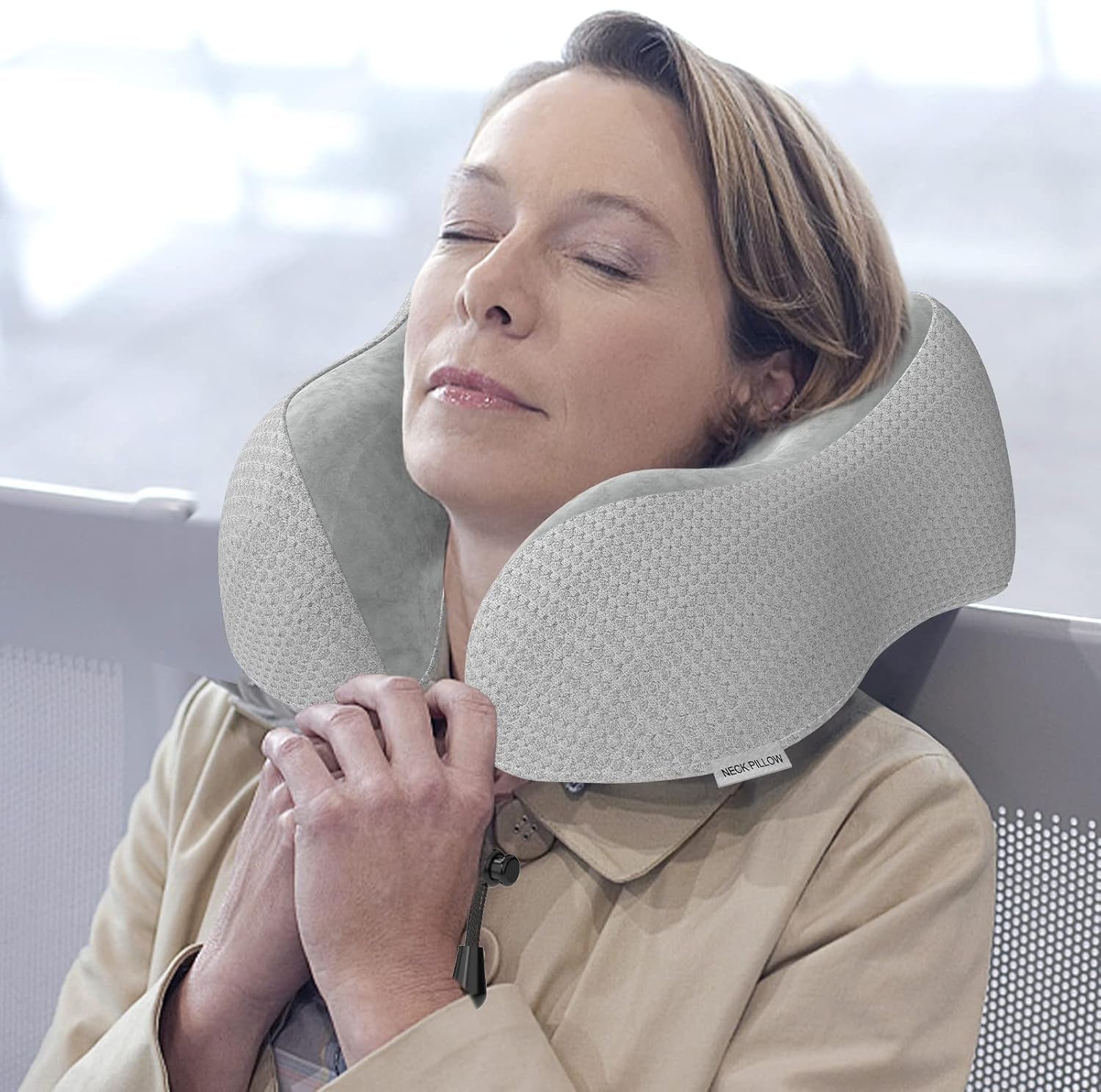 Travel Pillow Neck Pillow for Travel Airplane Memory Foam Flight Pillow for Cars, Trains, Home, Offices