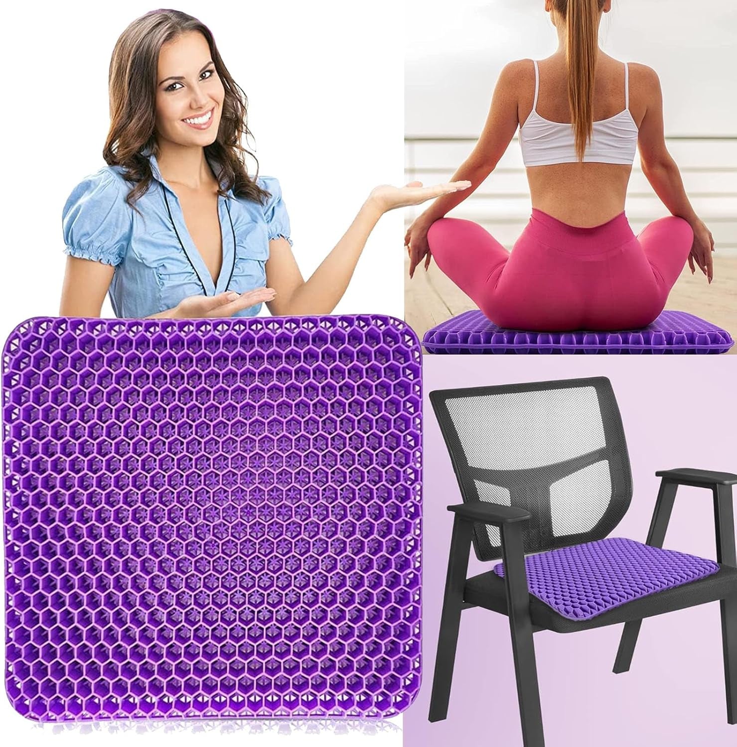 Soft Sitter Cushion, 2025 Extra Large Double Layer Thick Design Cooling Honeycomb Cushion Ultimate Comfort for Home Office for Long Sitting Ideal for Home Office Car Use