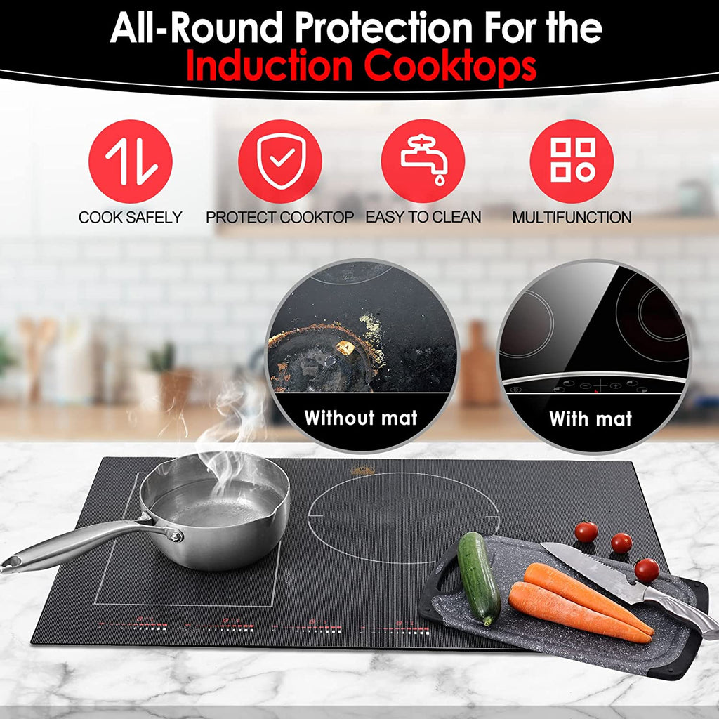 Large Induction Hob Protector Mat 90X54Cm,Translucent Induction Hob Cover - (Magnetic) Cooktop Scratch Protector - for Induction Stove,Multifunctional Silicone Mats
