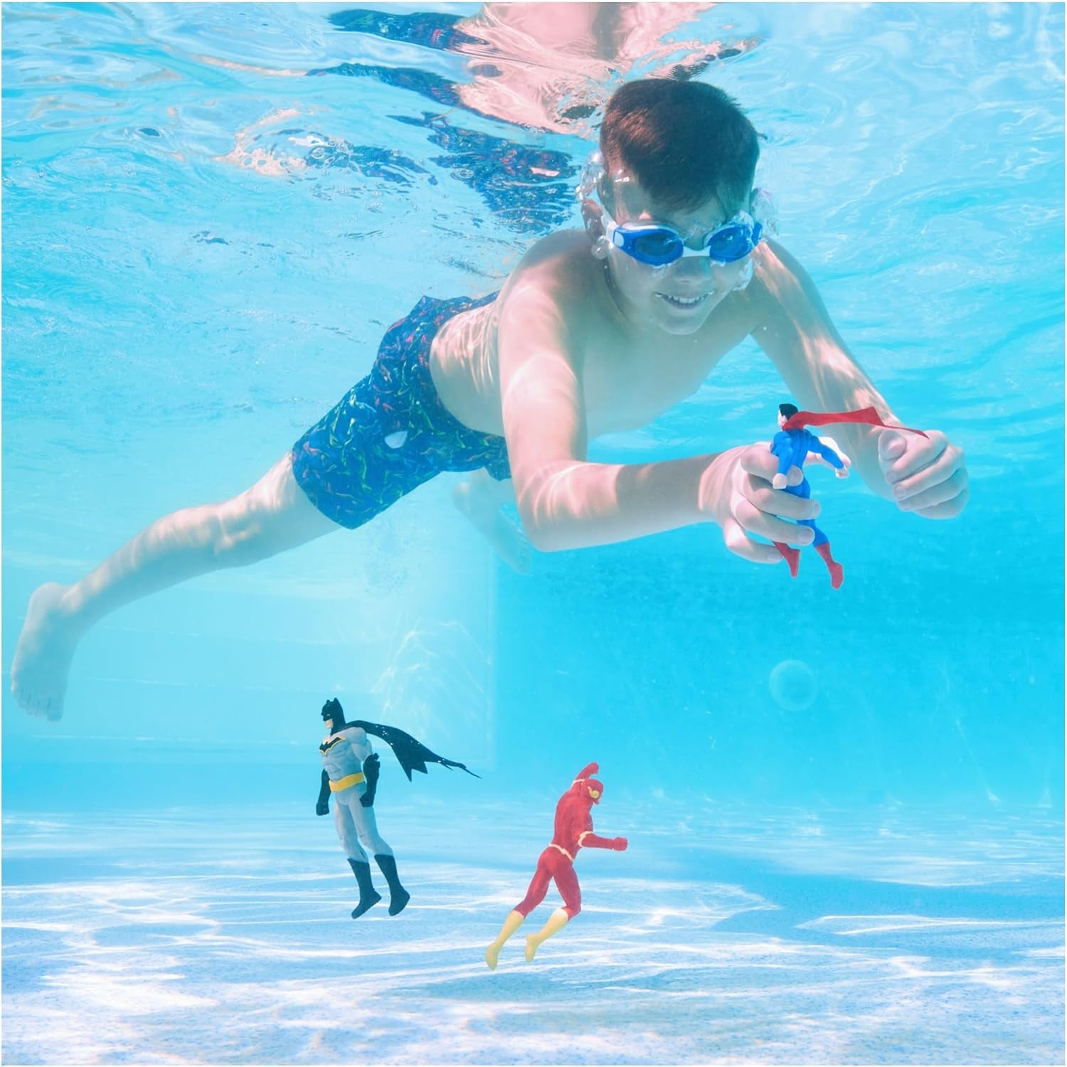 DC Dive Characters 3-Pack, Swimming Pool Accessories & Kids Pool Toys, DC Party Supplies & Water Toys for Kids Aged 5 & Up