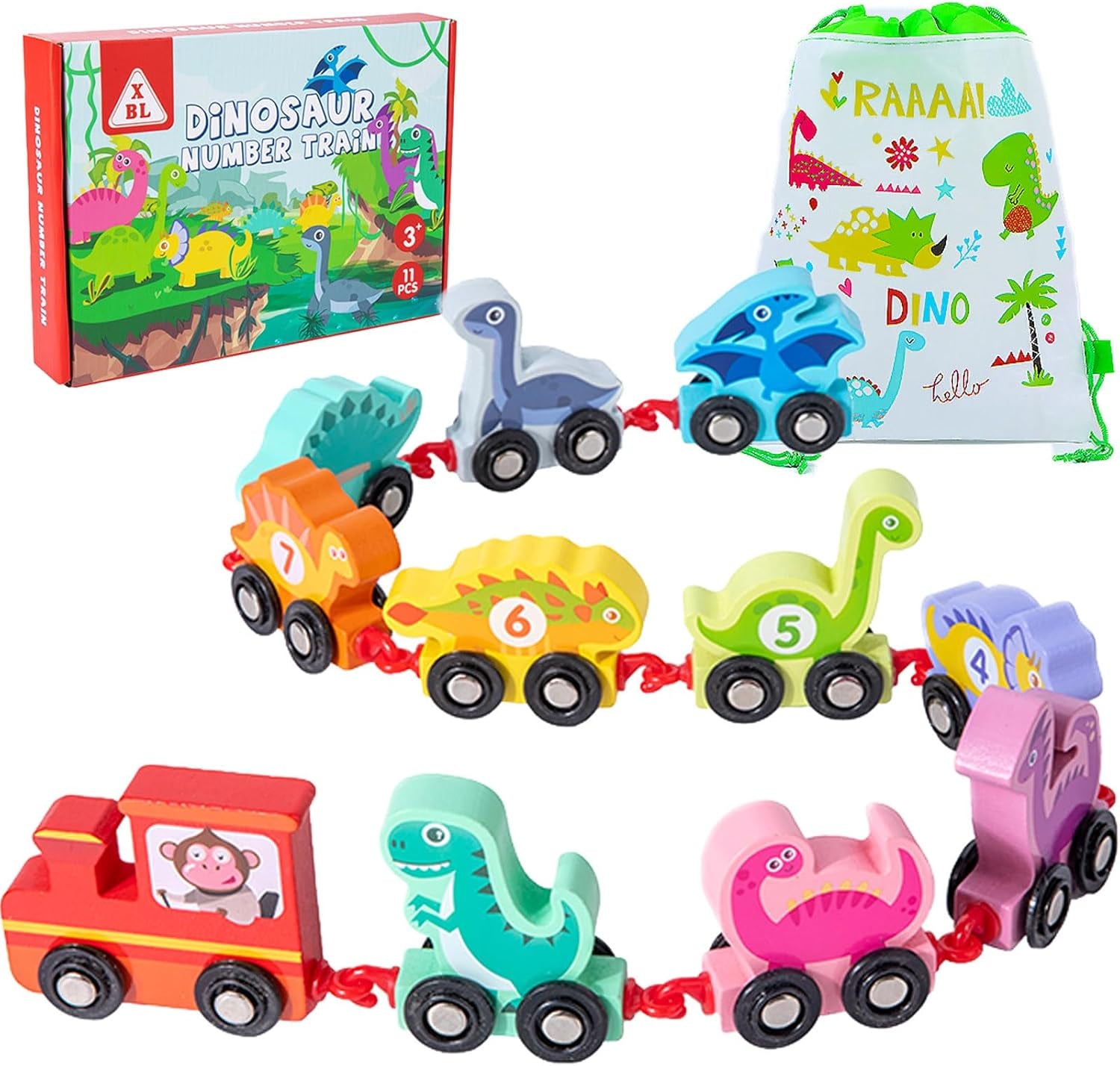 Toddler Toys for 2-4 Year Old Boys & Girls - Wooden Train, Dinosaur & Montessori Educational Toys