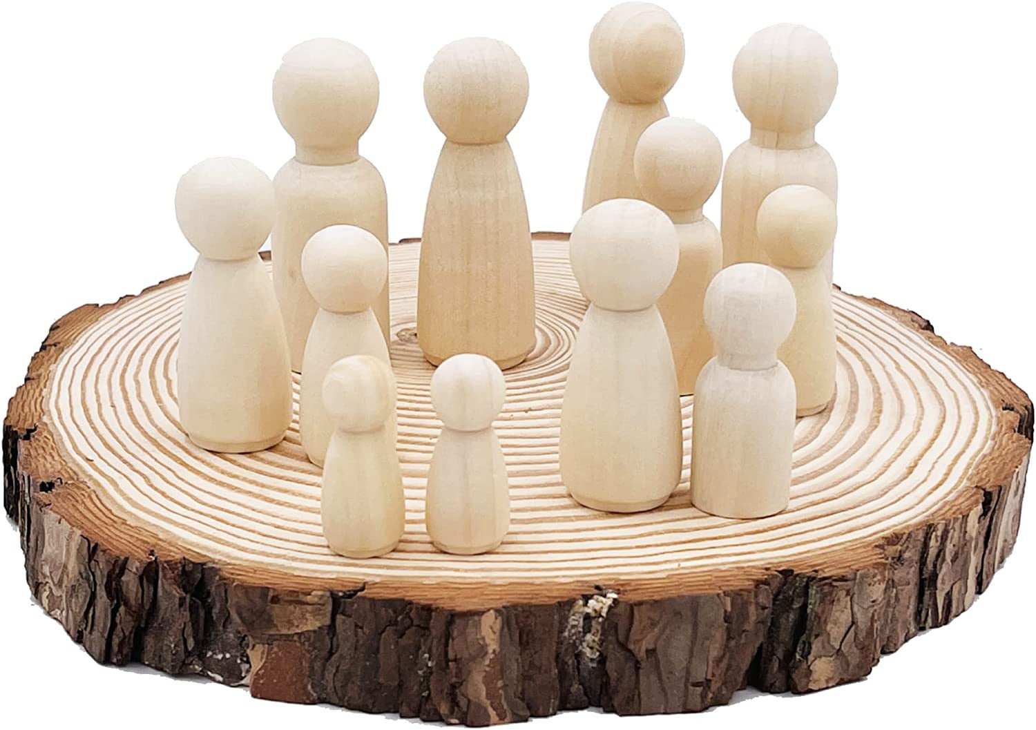60Pcs Peg Dolls Decorative Wooden Peg Doll Assorted Sizes Unfinishied Peg People Doll Bodies Wooden Figures for Painting Craft Art Projects Peg Game