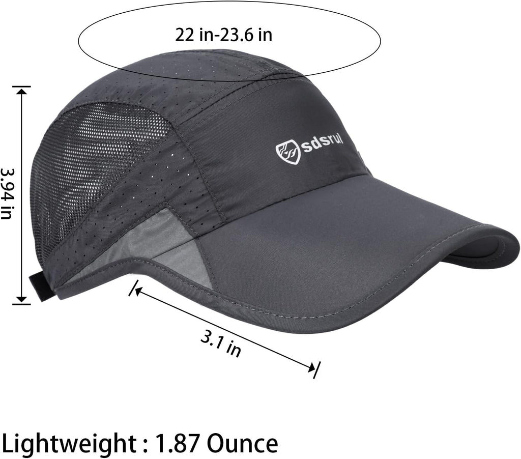 2 Packs Quick Dry Mens Baseball Cap,Sports Lightweight Running Caps Hat,Breathable Folding Mesh Adjustable Sun Hats, Summer UV Protection Outdoor Hats for Hiking Walking Climbing Fishing