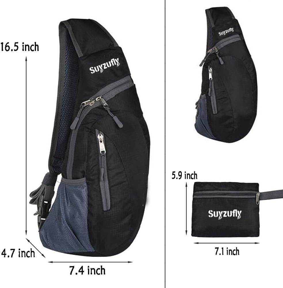 Men Women Foldable Sling Bags Shoulder Chest Backpack Crossbody Daypack for Cycling Walking Hiking