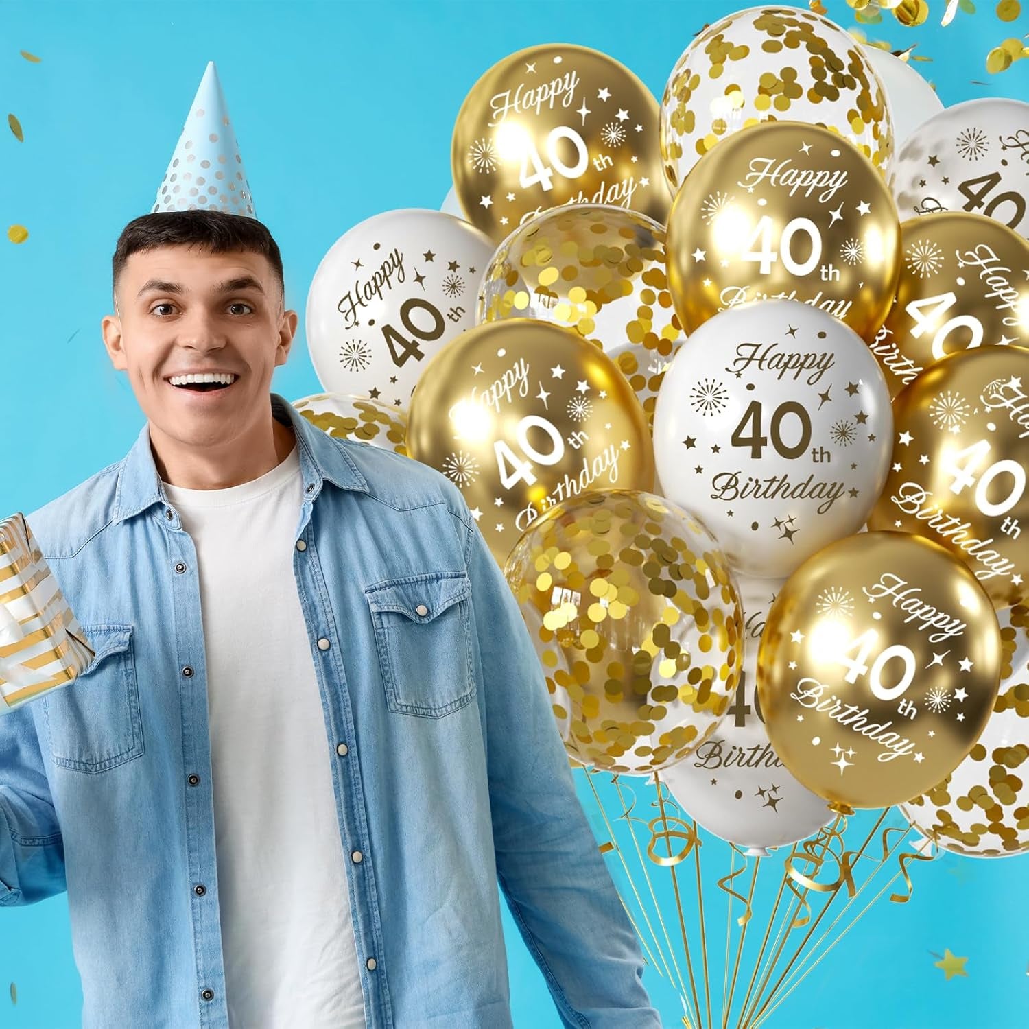 16Th Birthday Balloons 15 Pcs White Gold Happy 16Th Birthday Latex Confetti Balloons White Gold 16Th Birthday Party Decorations Balloons for Boys Girls 16Th Birthday Décor Anniversary Supplies (Age16)