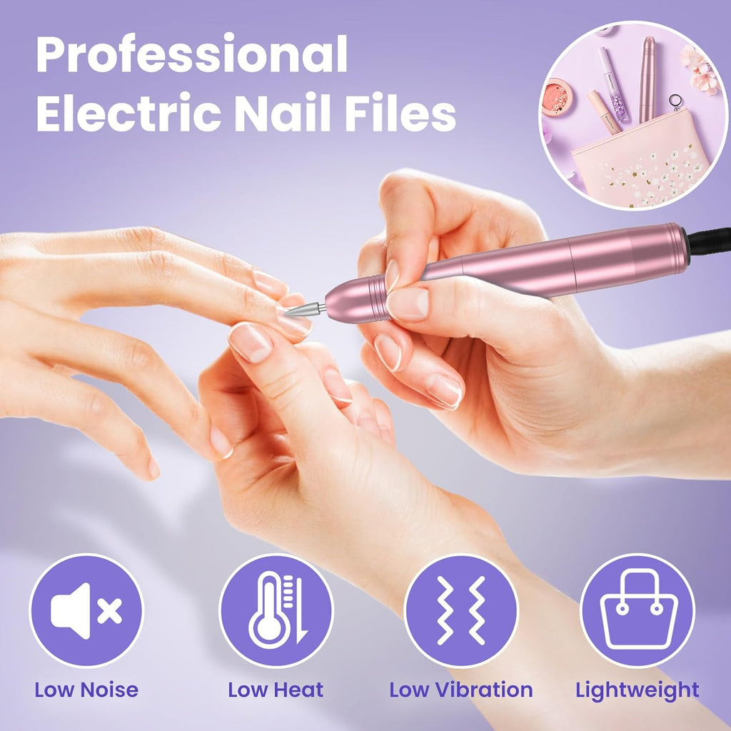 Nail Drill, Professional Electric Nail Files for Acrylic and Gel Nails, Portable Electric Nail Drill Machine E File 20000RPM, Electric Manicure Pedicure Set for Nail Care, Gifts for Girls Women Mum