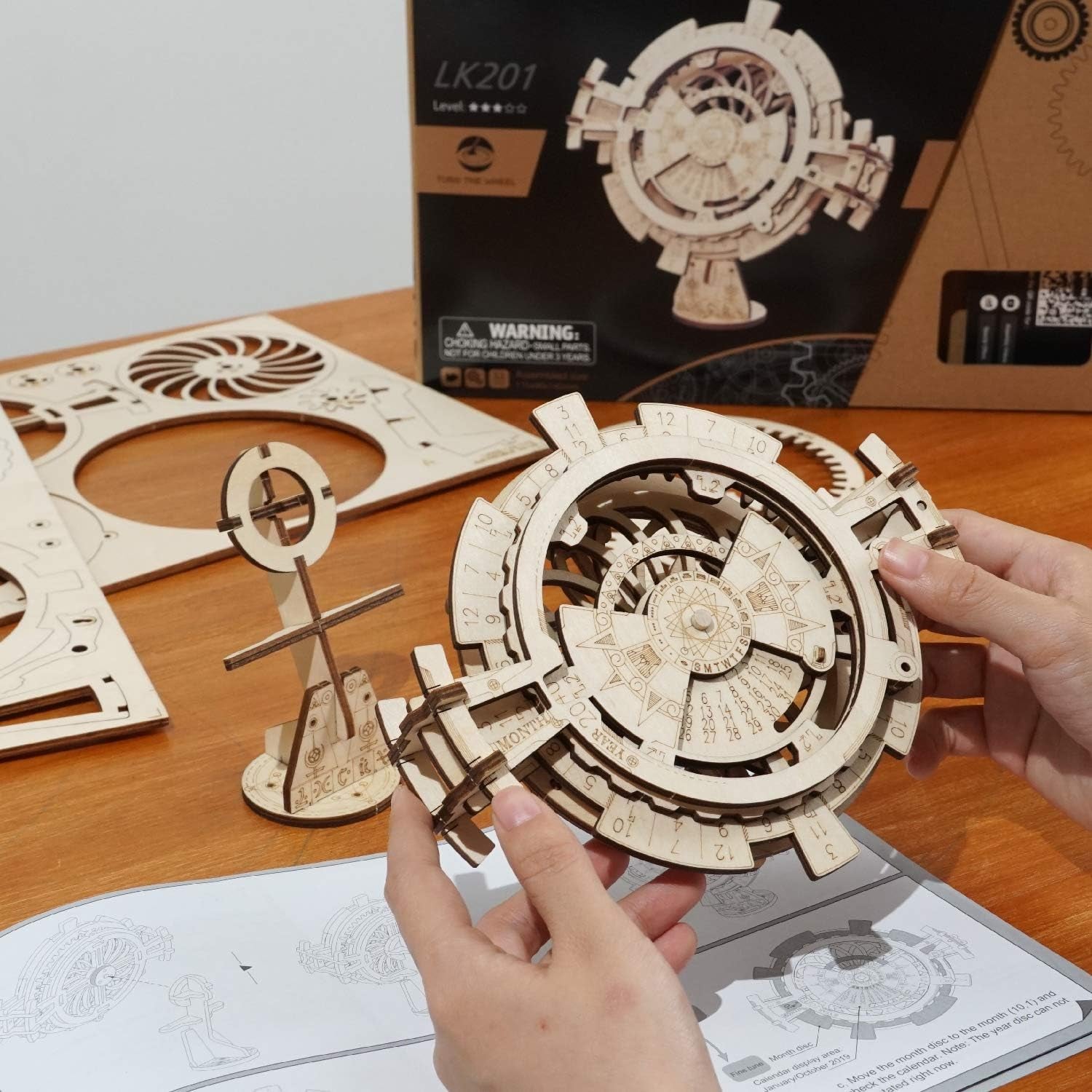 Perpetual Calendar 3D Wooden Puzzles/Mechanical Models/Propelled Model Mechanical Model Construction Kits for Teens and Adults