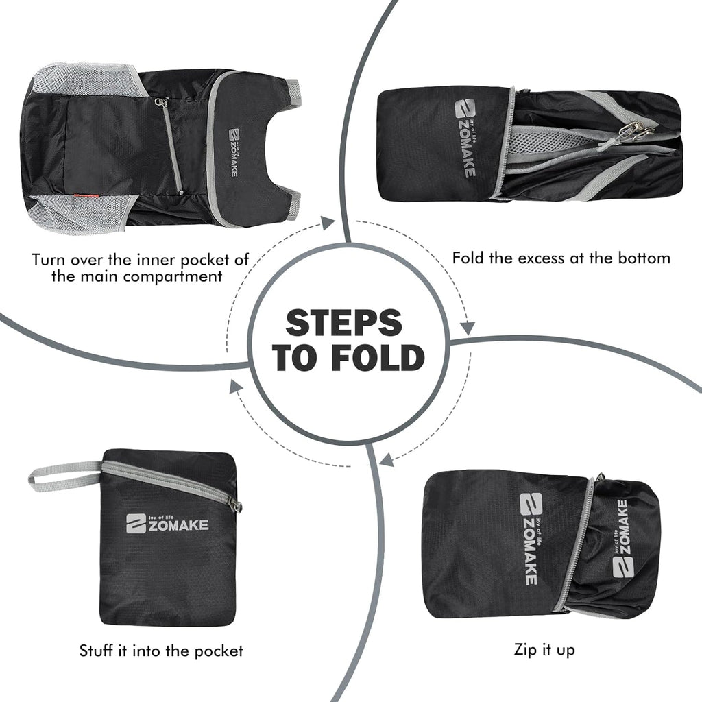 Lightweight Packable Backpack 14L, Foldable Backpacks Small Daypack Hiking Daypacks Water Resistant Day Bag for Travel(Black)