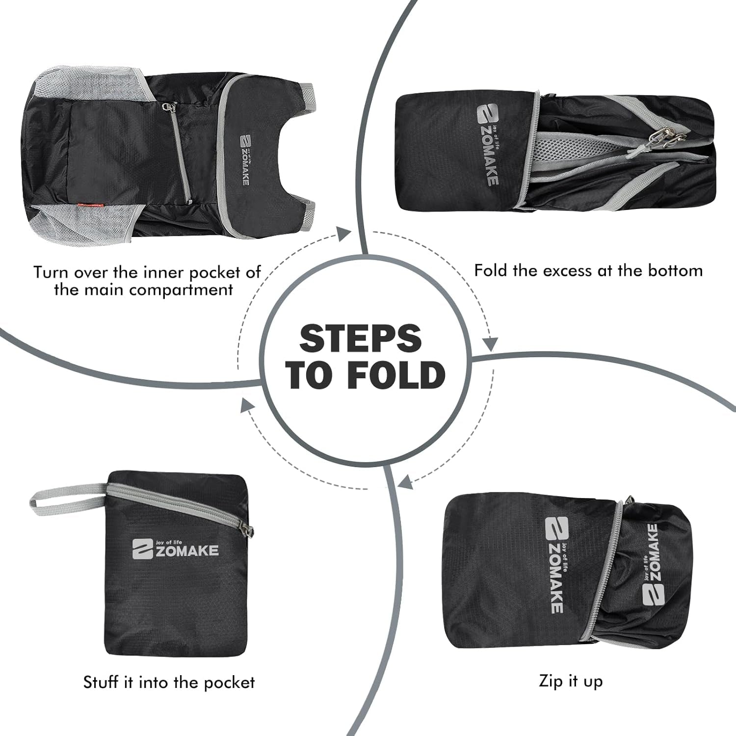 Lightweight Packable Backpack 14L, Foldable Backpacks Small Daypack Hiking Daypacks Water Resistant Day Bag for Travel(Black)