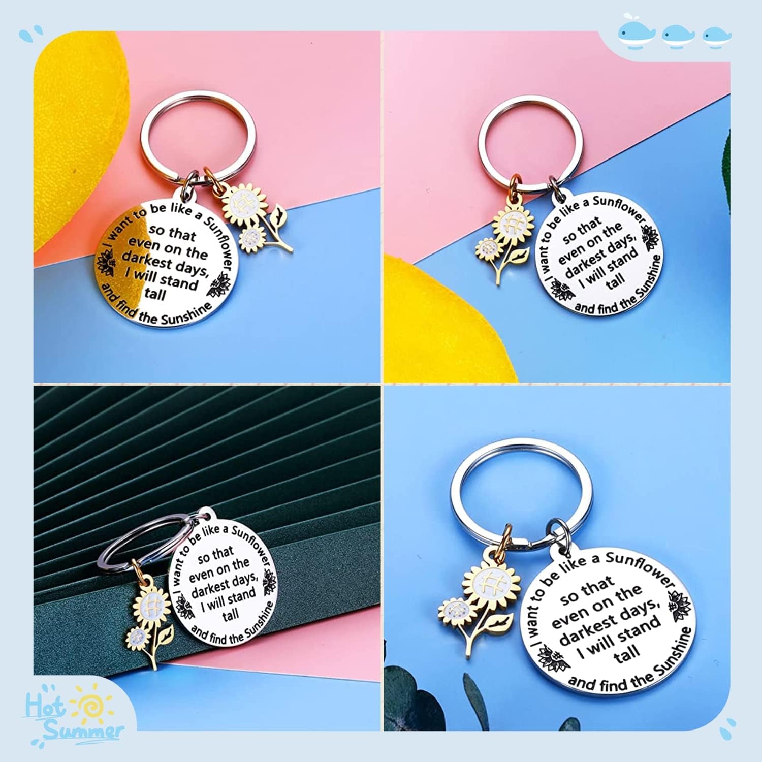 Gifts for Women,Inspirational Keyring,Sunflower Keyrings,Christmas Birthday Gift for Friend Son Daughter Sister Leaving Gifts for Colleagues