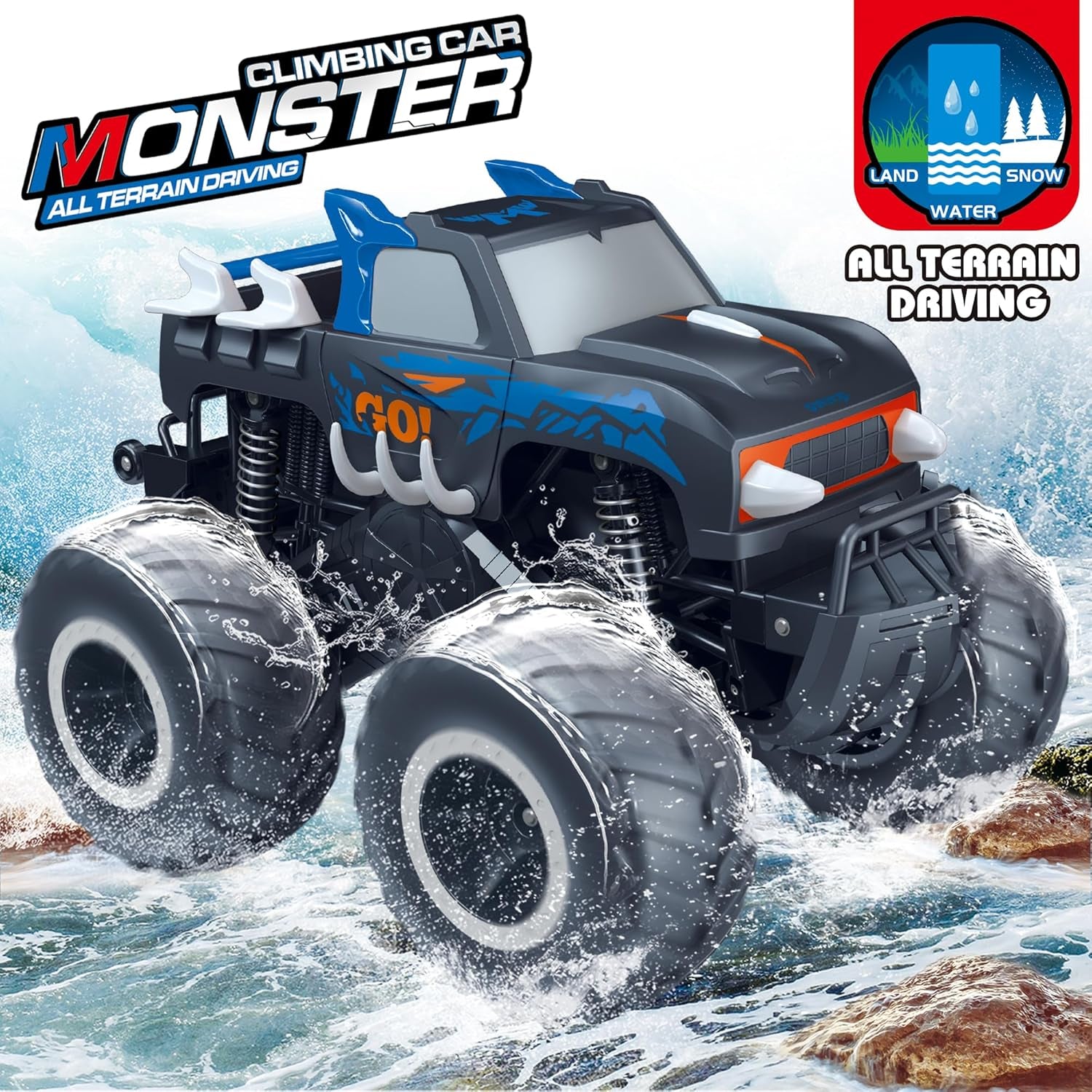 1:16 Waterproof Monster Truck Pickup Toys RC Cars Amphibious Remote Control Car Truck 4WD All Terrain Off-Road Toy for 4 5 6 7 8 9 10 11 12 Year Old Boys Girls Toys Gifts Presents