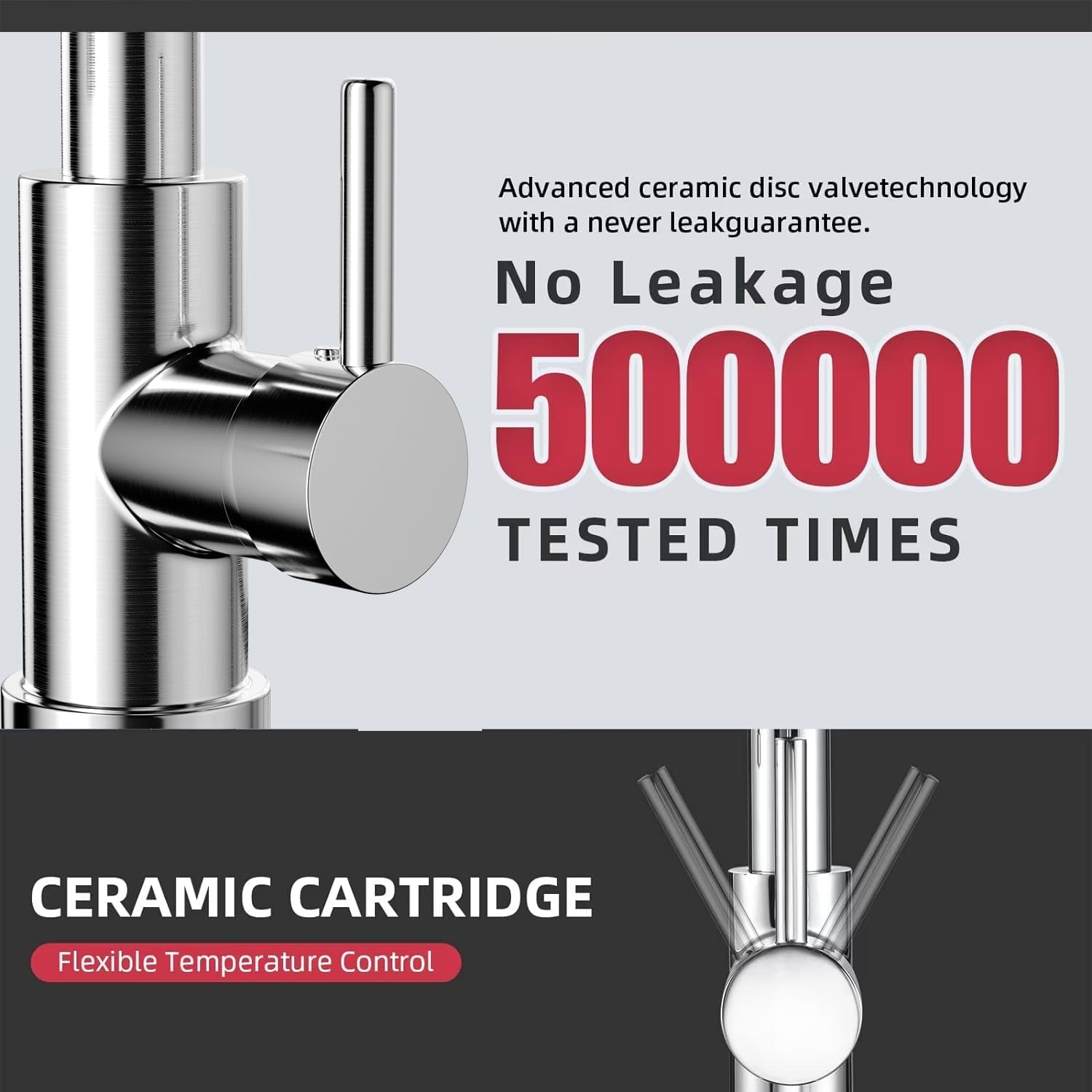 Kitchen Sink Mixer Tap, Spring Faucet with Pull down Sprayer, 2 Spray Modes High Arc Single Handle Lever Kitchen Tap (Chrome)