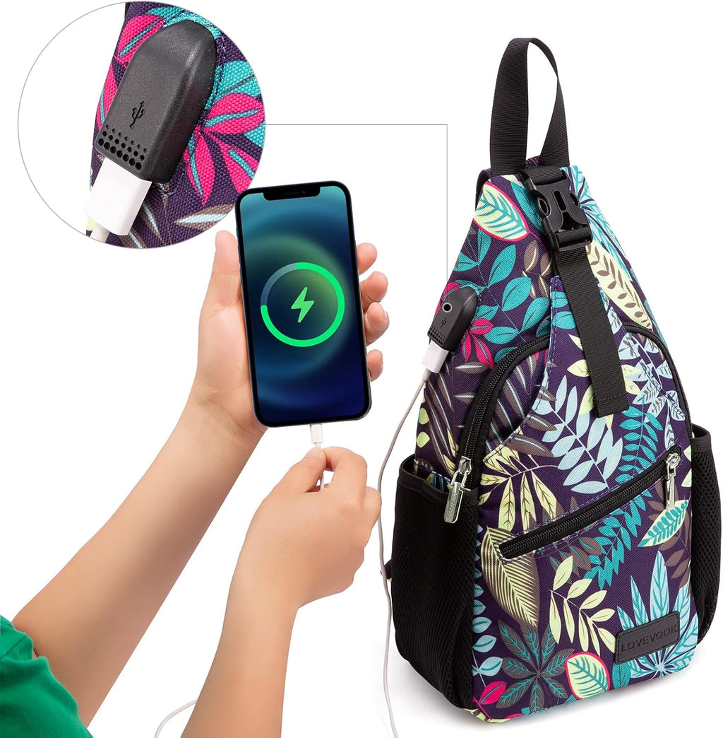 Sling Bag for Women Casual Daypack Nylon Crossbody Sling Backpack Travel Shoulder Bag Hiking Daypack