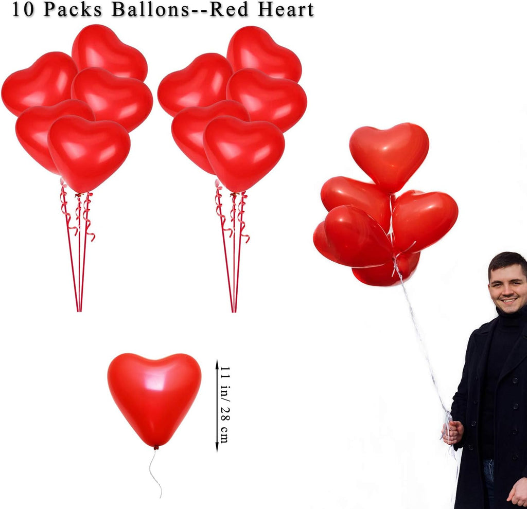 Valentines Day Decorations Kit 1000 Pcs Red Rose Petals 10 Pcs Heart Balloons 6 PCS Heart Garland I Love You Felt Garland Banner Table Runner for Valentines Day Decor Wedding Anniversary Engagement