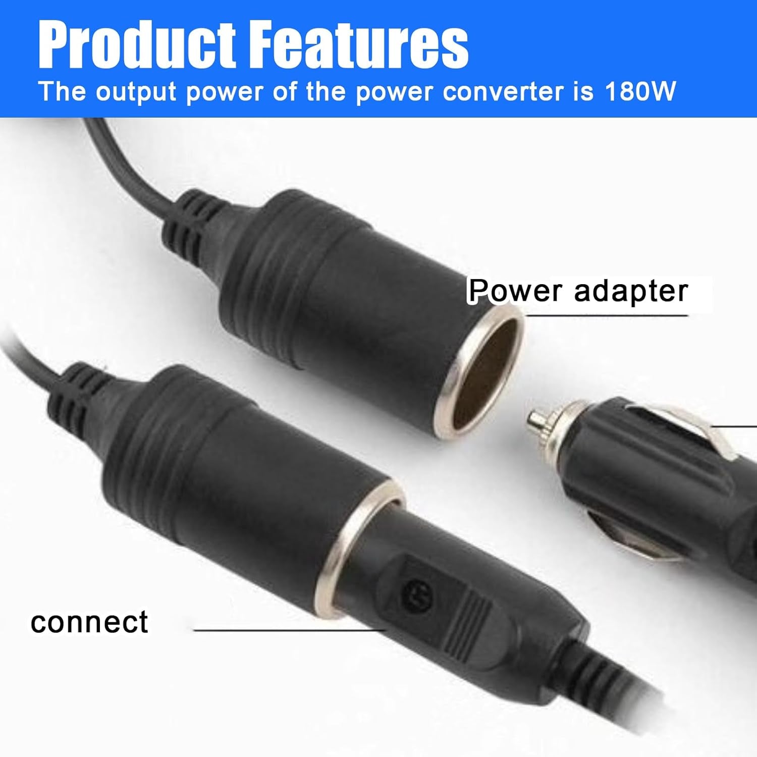 Voltage Converter 220 V to 12 V: 180 W/15 a Car Power Adapter Inverter Adapter Built-In Fan with Adapter Cigarette Lighter Socket Power Adapter for Cool Box Car Vacuum Cleaner Car Fridge