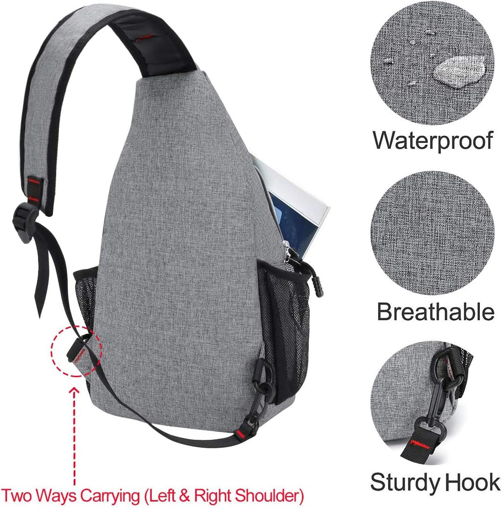 Rope Sling Backpack (Up to 13 Inch), Multipurpose Crossbody Chest One Shoulder Outdoor Travel Hiking Daypack